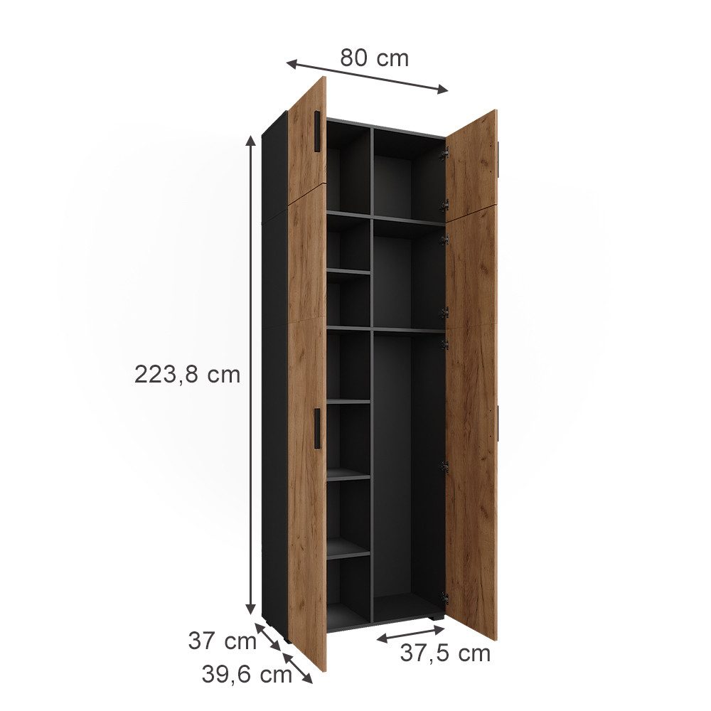 Vicco Aktenschrank Ingo, Anthrazit/Goldkraft Eiche, 80 günstig online kaufen