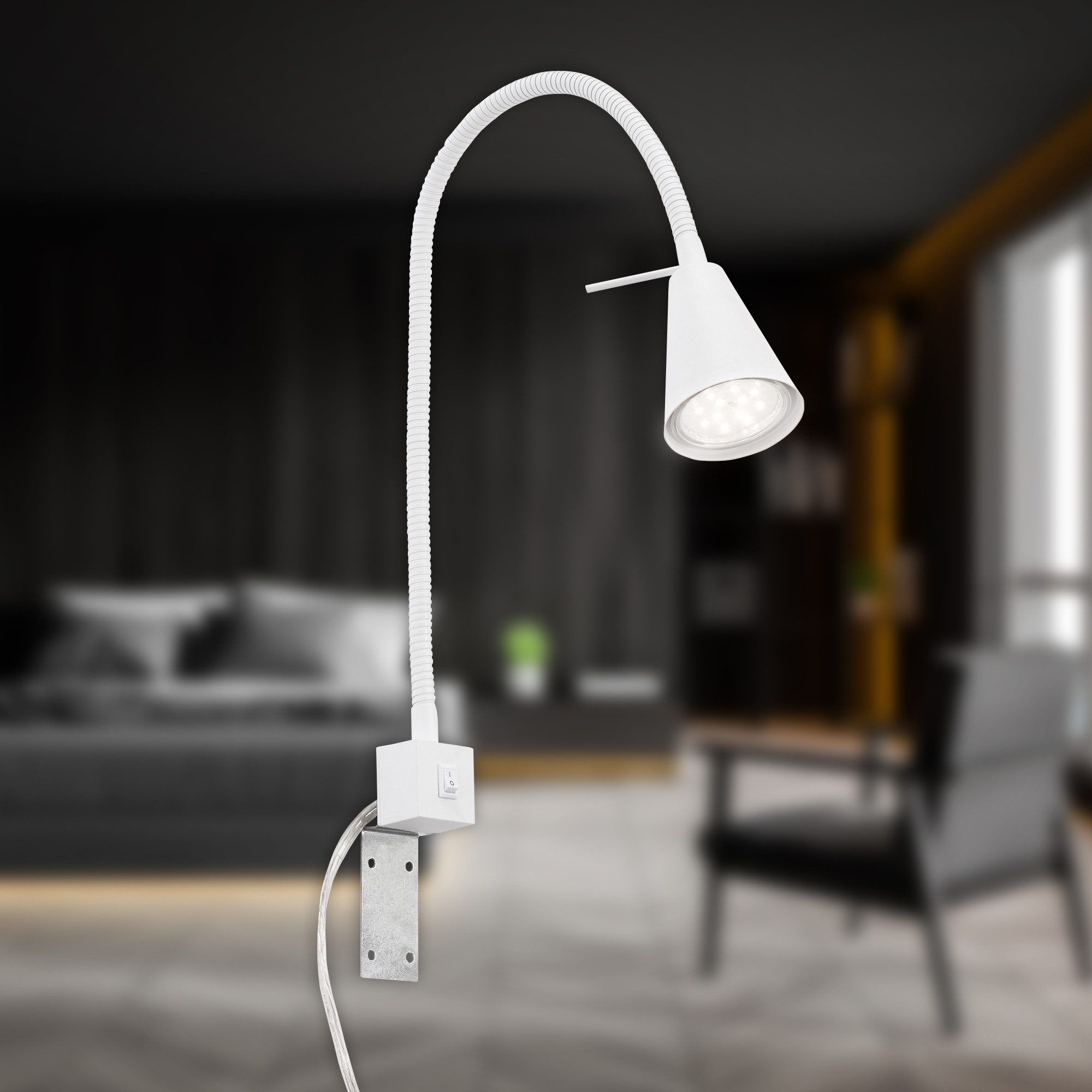 Briloner Leuchten Bettleuchte LED Wandleuchte Bett Schlafzimmer Tischleuchte GU10, Einzelpack, LED wechselbar, 2700K - Extra-Warmweiß, Wandlampe, 40,3x21,7cm, Matt-Nickel, 4,7W, GU10, Innen, Wohnzimmer