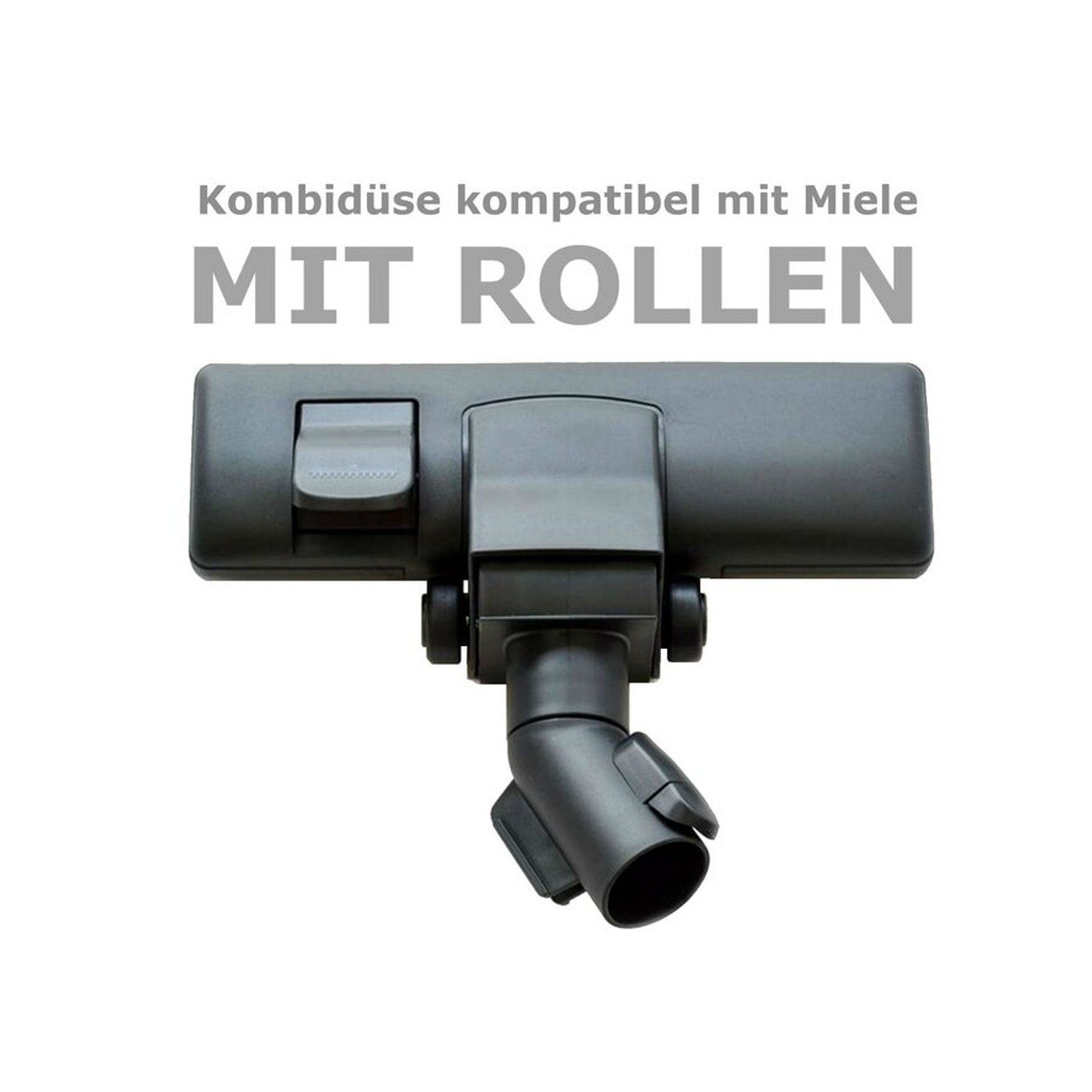 Maxorado Kombidüse Kombidüse mit Rollen Rädern für Miele Staubsauger Bodendüse Düse, Zubehör für Miele Staubsauger, (1-tlg), Mit ausfahrbarer Bürste und Rastnaht