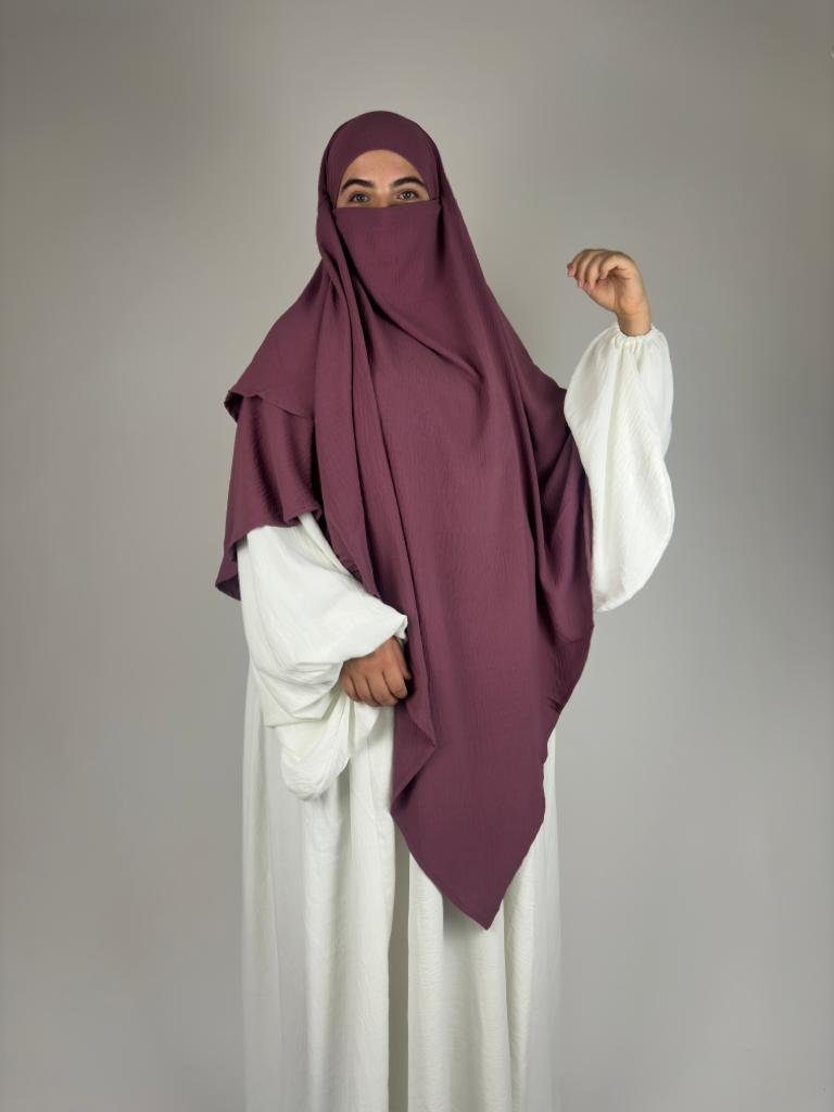 Aymasal Kopftuch Zweilagiger Jazz Hijab Kopftuch Khumur Nikab Magenta Khimar Aqsa islamischer