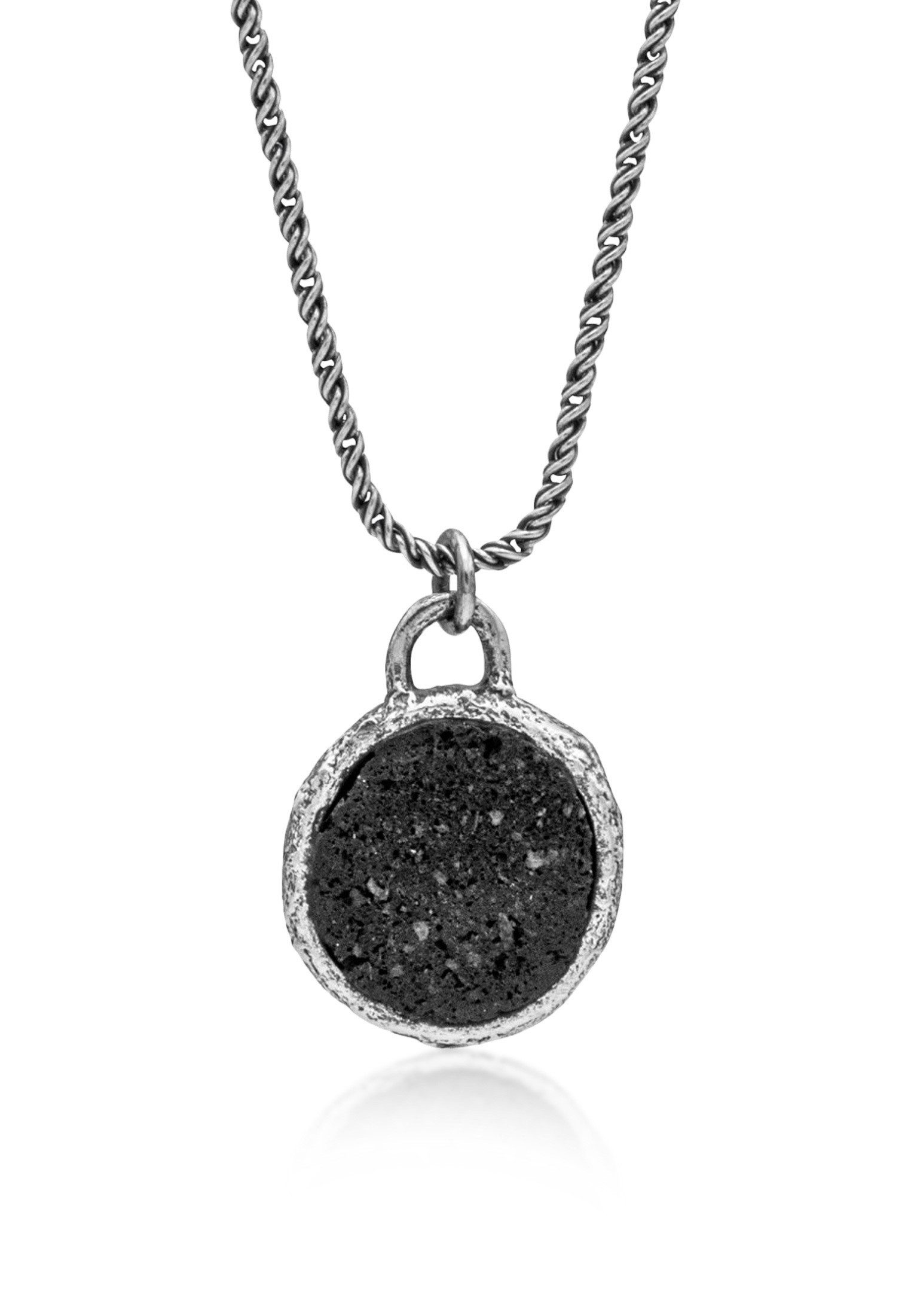 HAZE & GLORY Kette mit Anhänger Lava Stein - Firestarter 925 Silber