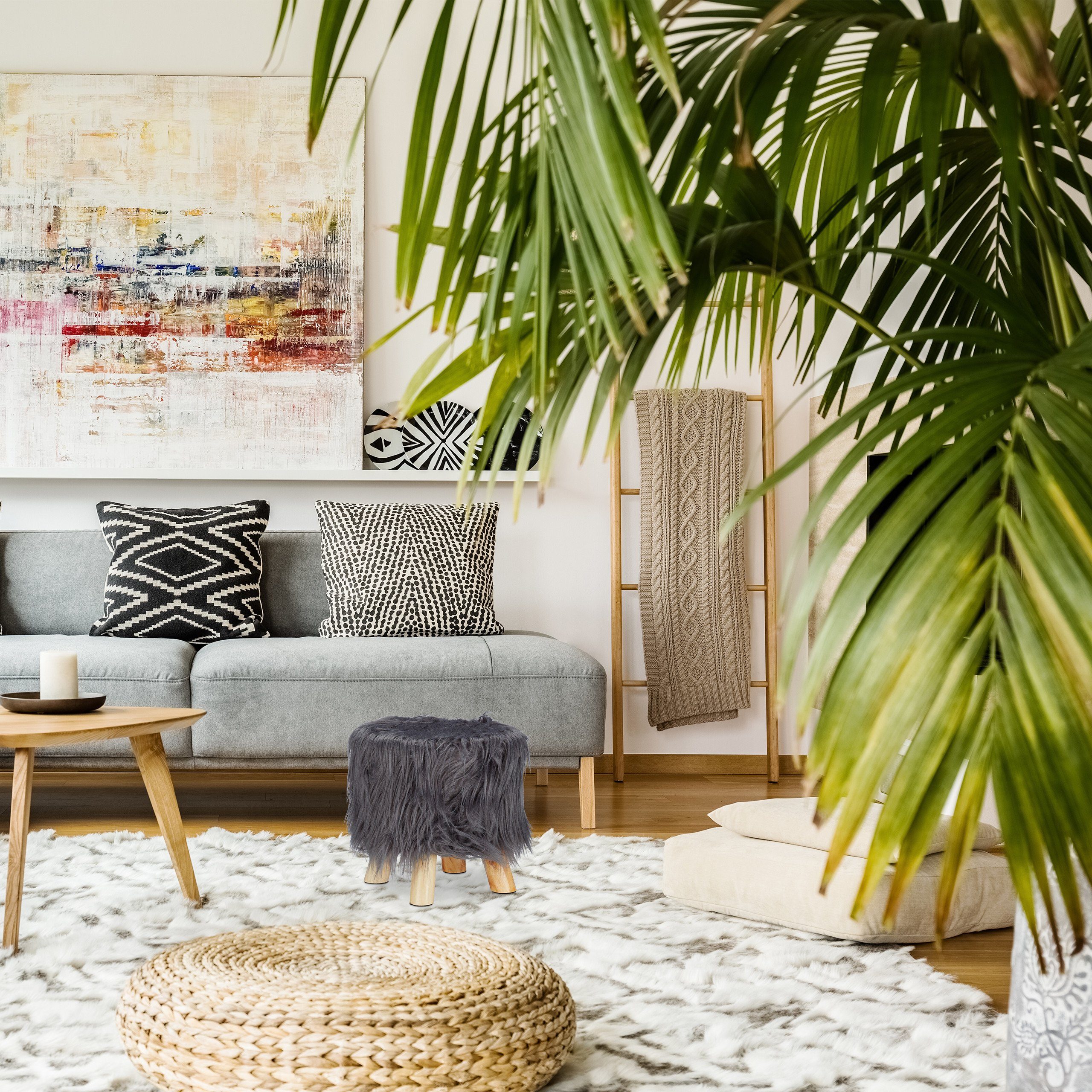 relaxdays Hocker Fell Hocker, grau günstig online kaufen