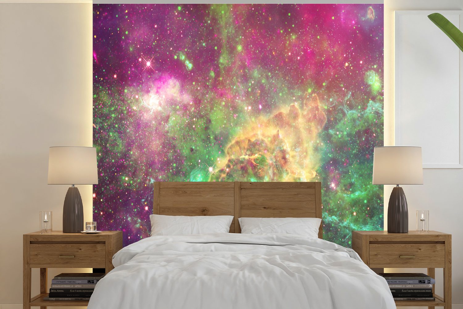 MuchoWow Fototapete Weltraum - Sterne - Farben, Matt, bedruckt, (5 St), Vinyl Tapete für Wohnzimmer oder Schlafzimmer, Wandtapete
