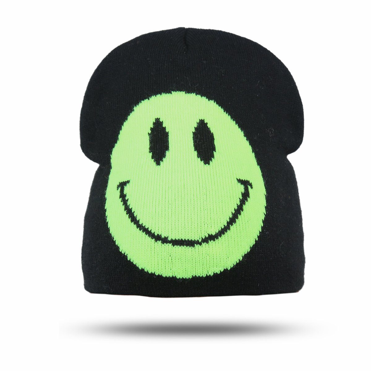 Sonia Originelli Strickmütze Strickmütze Beanie mit neon Design Pirat Anker Herz Smiley Ungefüttert, Onesize schwarz