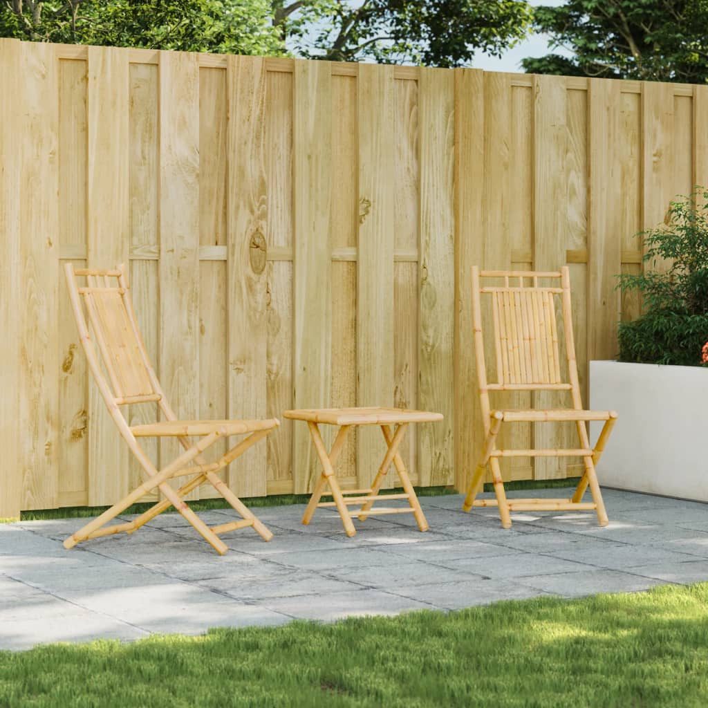 furnicato Gartenstuhl Klappstühle Bambus naturbelassen 46x66x99 cm 2er Set (2 St), Wasserfeste Sitzgruppe mit bequemer Lehne und klappbarem Design