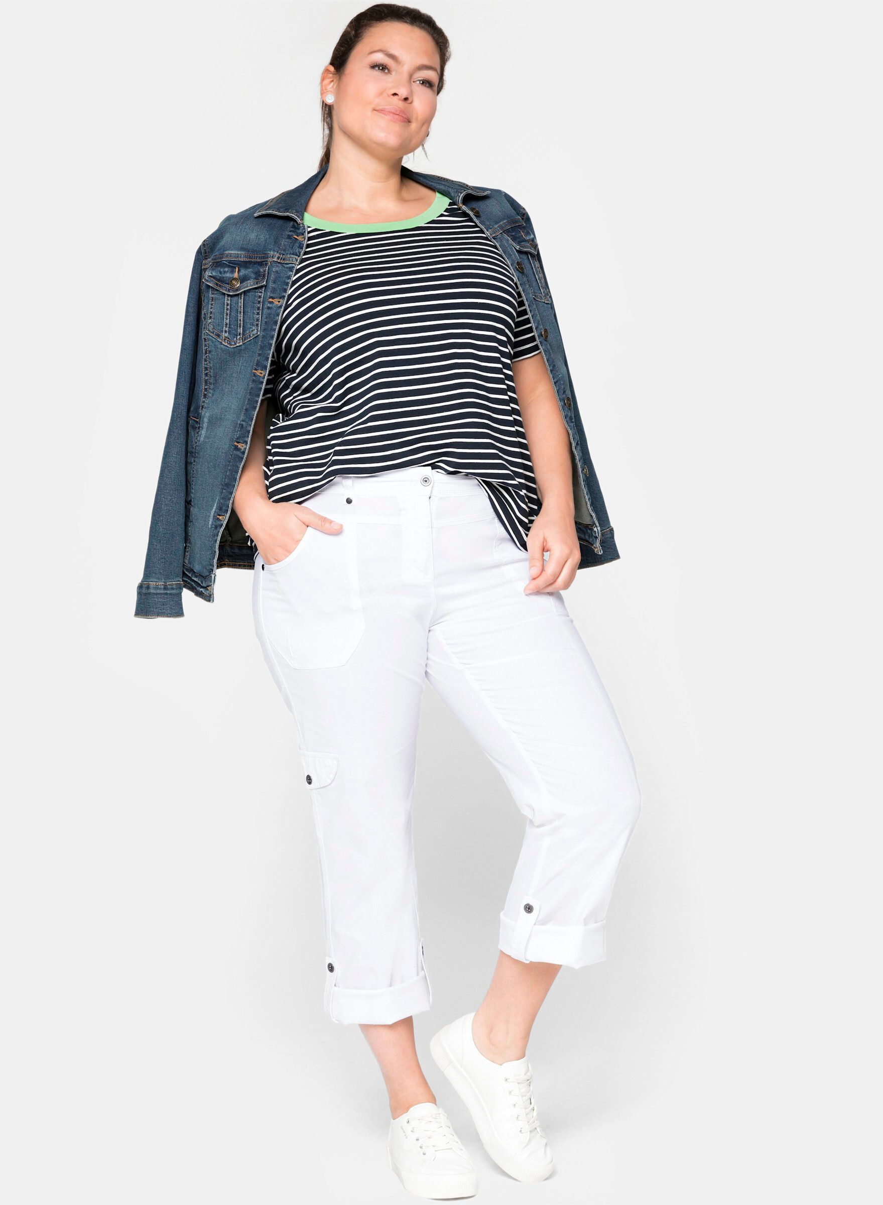 Sheego Jerseyhose Cargohose . mit Krempelfunktion günstig online kaufen