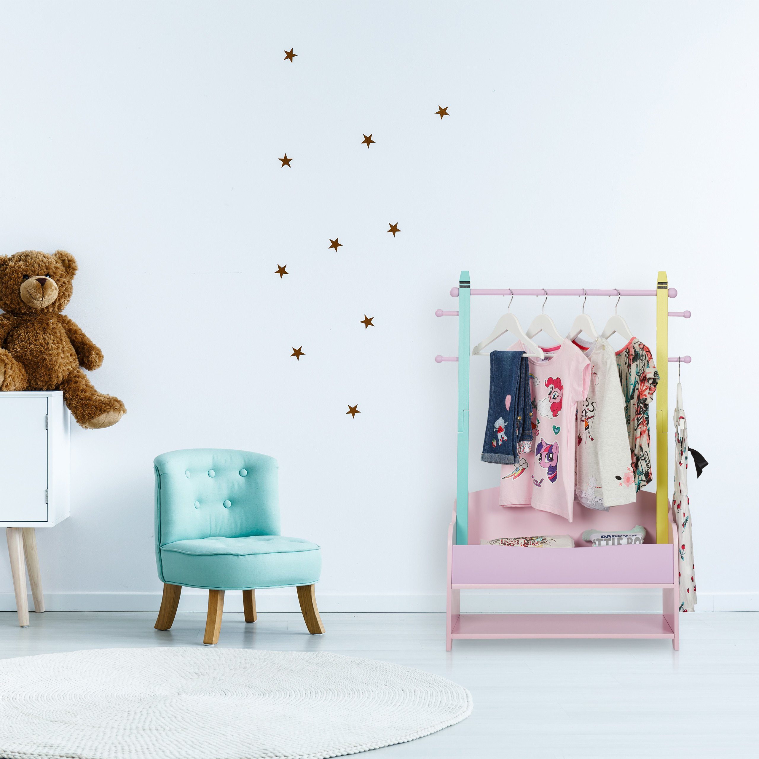 relaxdays Kleiderständer Kinder Kleiderständer mit Ablagen günstig online kaufen