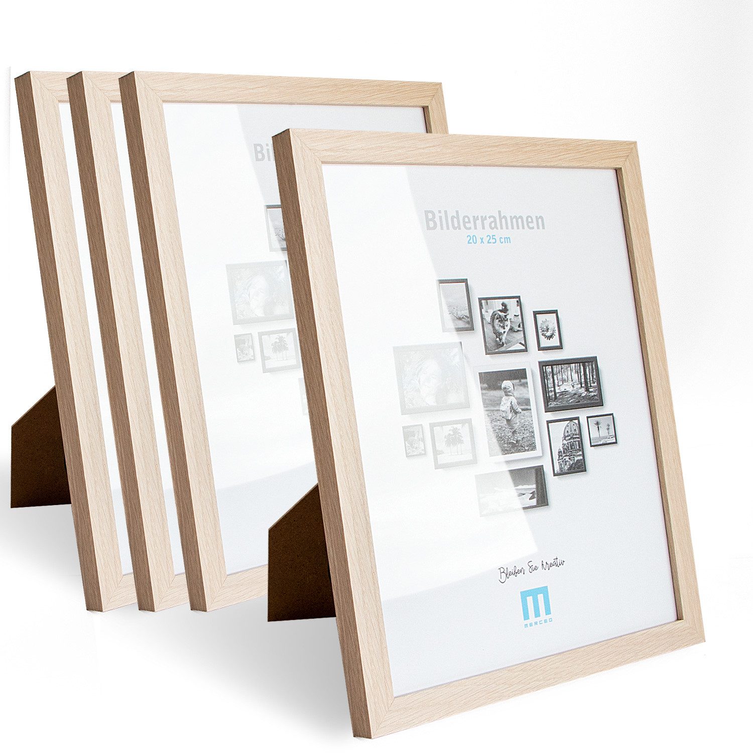 M MERCEO Bilderrahmen, 4er Set 20x25cm Bilderrahmen in natur (MDF, Acrylgla günstig online kaufen
