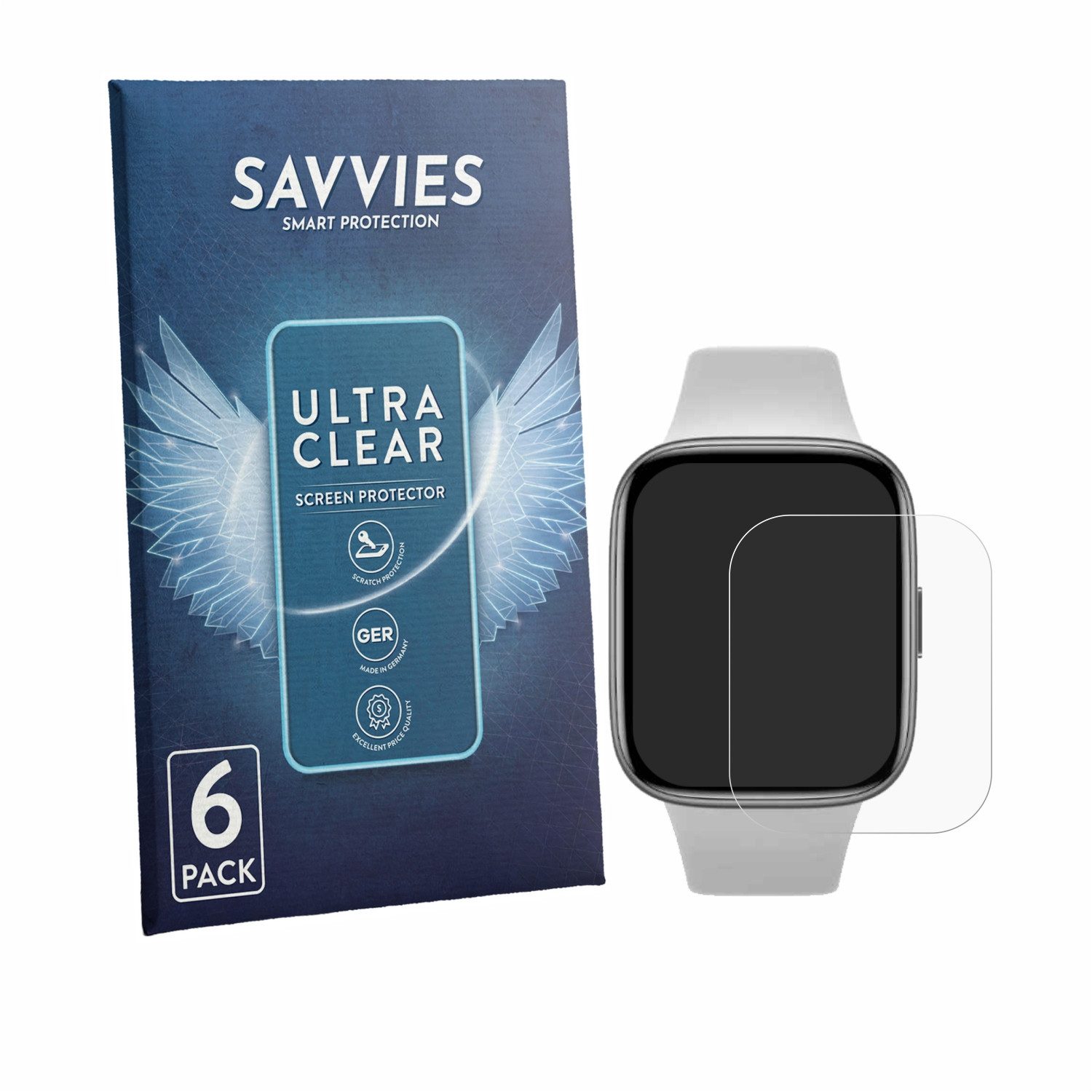 Savvies Displayschutzfolie Schutzfolie für Xiaomi Redmi Watch 3 Active, 6 Stück, Displayschutz Schutz Folie Klar Transparent