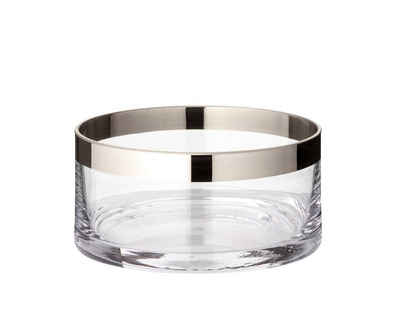 EDZARD Schale Grit, Kristallglas, Schüssel mit Platinrand, Servierschale für Snacks, Kerzen und Deko, Höhe 7 cm, Ø 15 cm