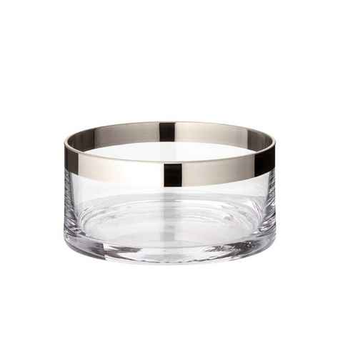 EDZARD Schale Grit, Kristallglas, Schüssel mit Platinrand, Servierschale für Snacks, Kerzen und Deko, Höhe 7 cm, Ø 15 cm