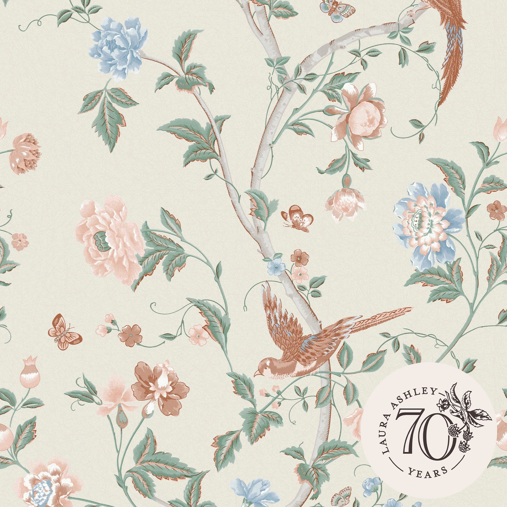 LAURA ASHLEY Vliestapete Summer Palace, glatt, geblümt, (1 St), 10mx52cm (ca. 5m2)