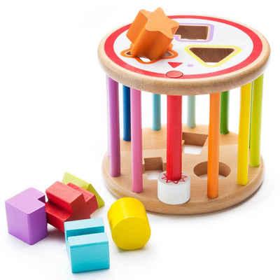 all Kids United Steckspielzeug Lernspielzeug Sortierspiel aus Holz, (Formenrolle), Holzspielzeug Sortierbox