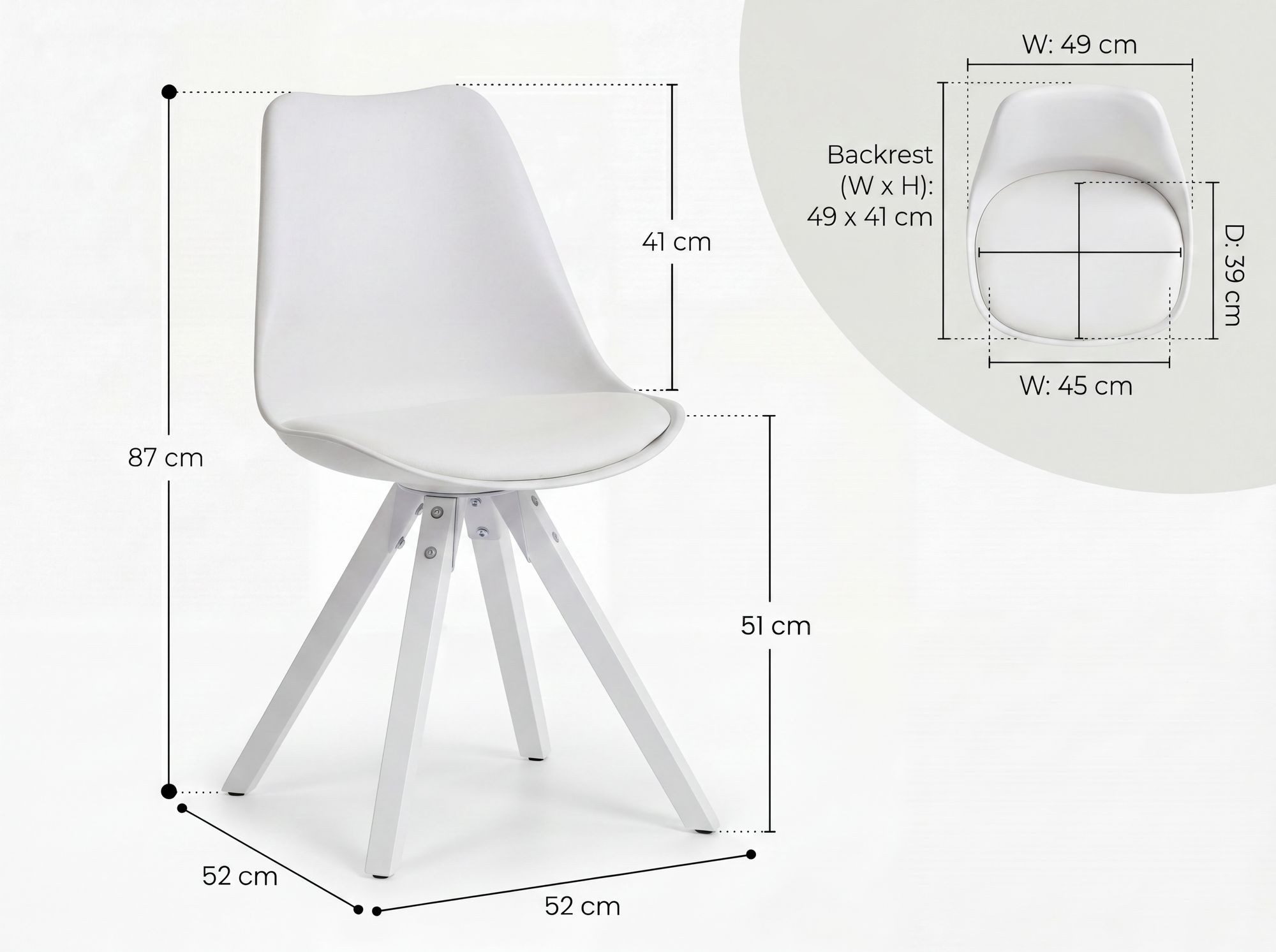 FINEBUY Esszimmerstuhl 2er Set Retro Weiße Beine Polsterstuhl Küchenstuhl (2er Set Retro Küchenstuhl Weiß Kunstleder), Polsterstuhl Skandinavisch, Schalenstuhl Esszimmer