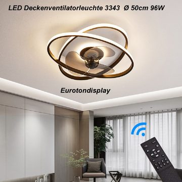 Euroton Deckenventilator Deckenventilator mit LED Beleuchtung Deckenleuchte mit Fernbedienung, Inkl Fernbedienung