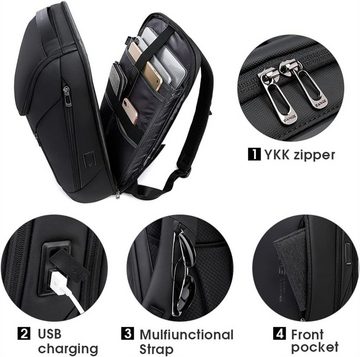 XDeer Businesstasche Business-Smart-Rucksack,Reiserucksack,Laptop-Rucksack, (15,6 Zoll) mit USB-Ladeanschluss,wasserdicht,langlebig