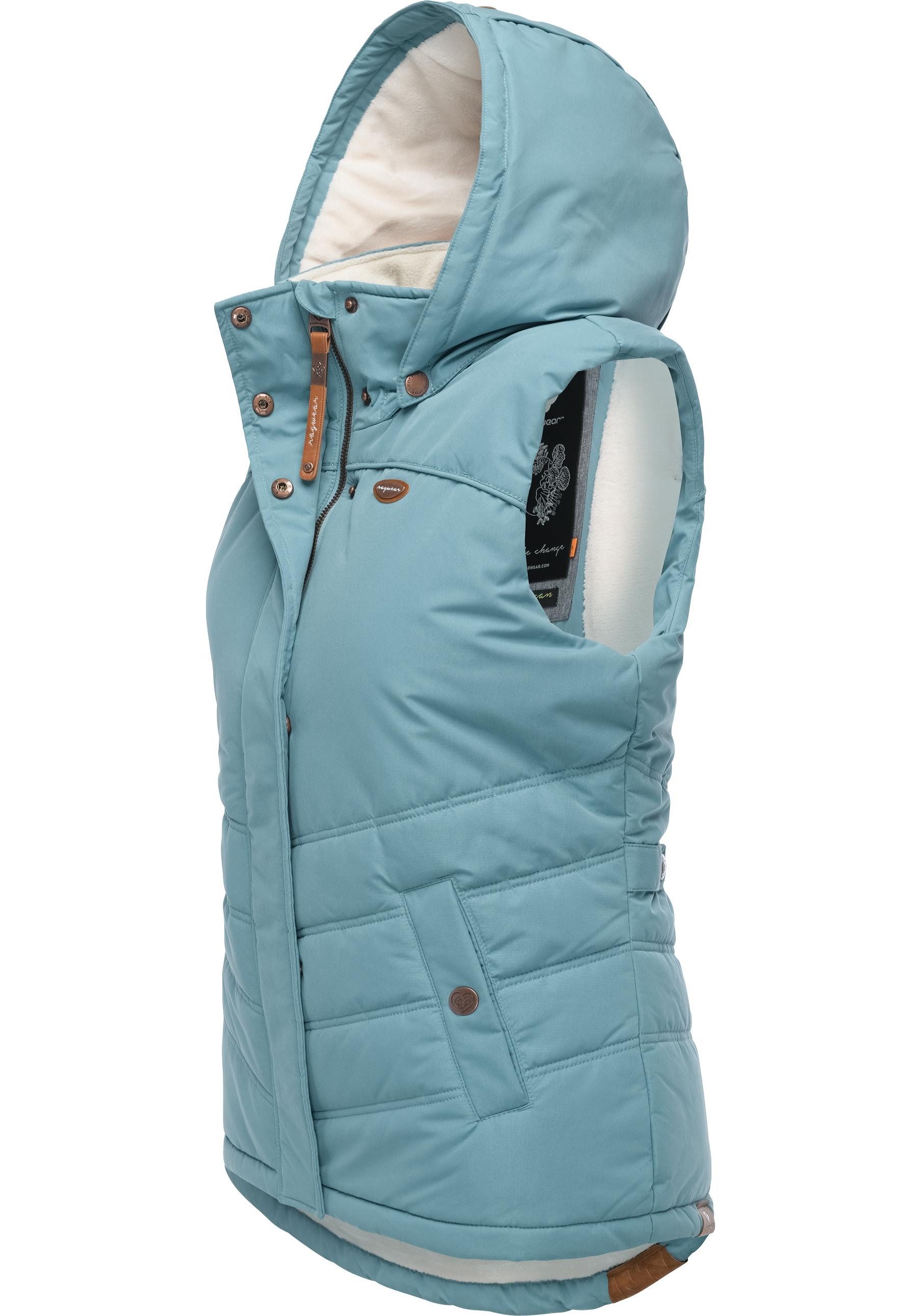 Ragwear Steppweste Hesty Wasserdichte Outdoor-Weste mit abnehmbarer Kapuze