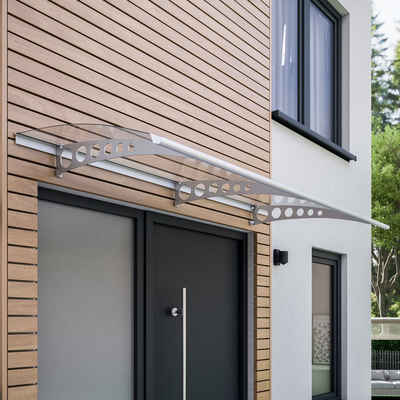 Schulte Vordach »Pultvordach Style Plus Circle«, 200x90 cm, Polycarbonat, Edelstahl matt gebürstet, mit Alu-Regenrinne, Vordach Haustür Überdachung, Glasvordach, Regenschutz