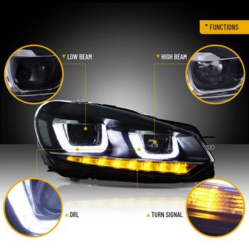 LLCTOOLS KFZ-Ersatzleuchte LED Auto Scheinwerfer für VW Golf 6 Limo & Kombi 08-14 - Autoleuchte, LED fest integriert, 2 St., H7 Abblendlicht mit Zulassung - Frontscheinwerfer