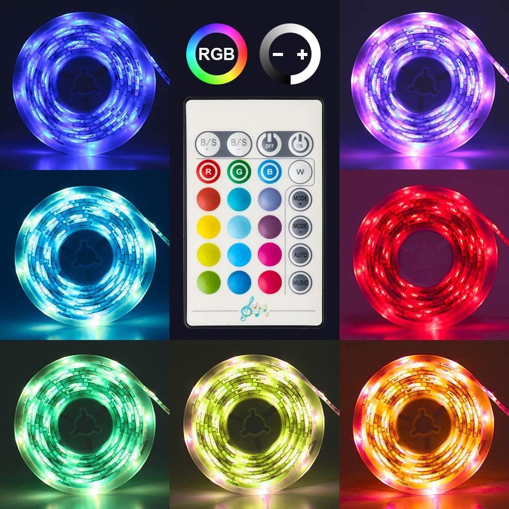 Rosnek LED-Streifen 2/3/5M, RGB, Musik Sprachsteuerung, USB, für Schlafzimm günstig online kaufen