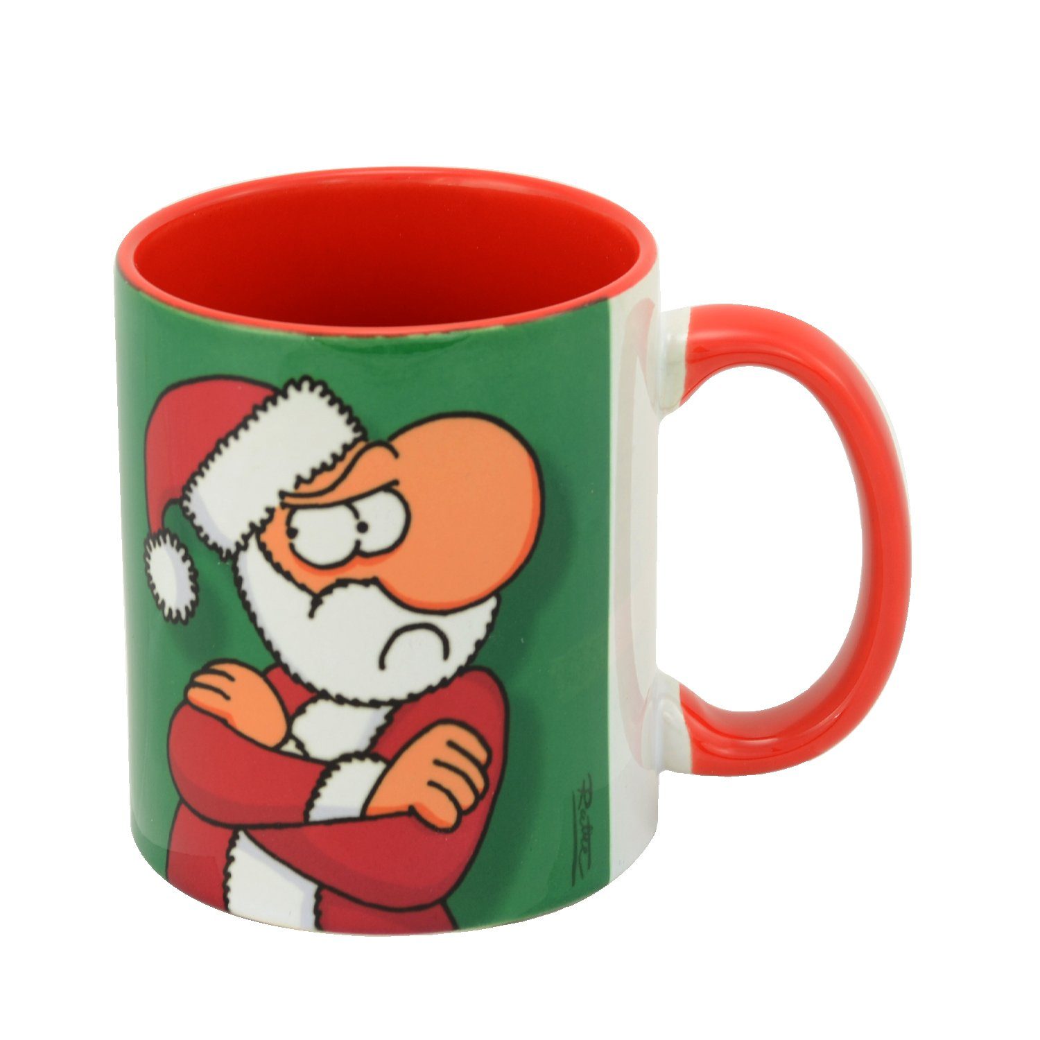 Ralph Ruthe Weihnachtstasse „Kein Kaffee, Keine Geschenke“ – 320 Ml Keramik, Grün-rot, Spülmaschinenfest