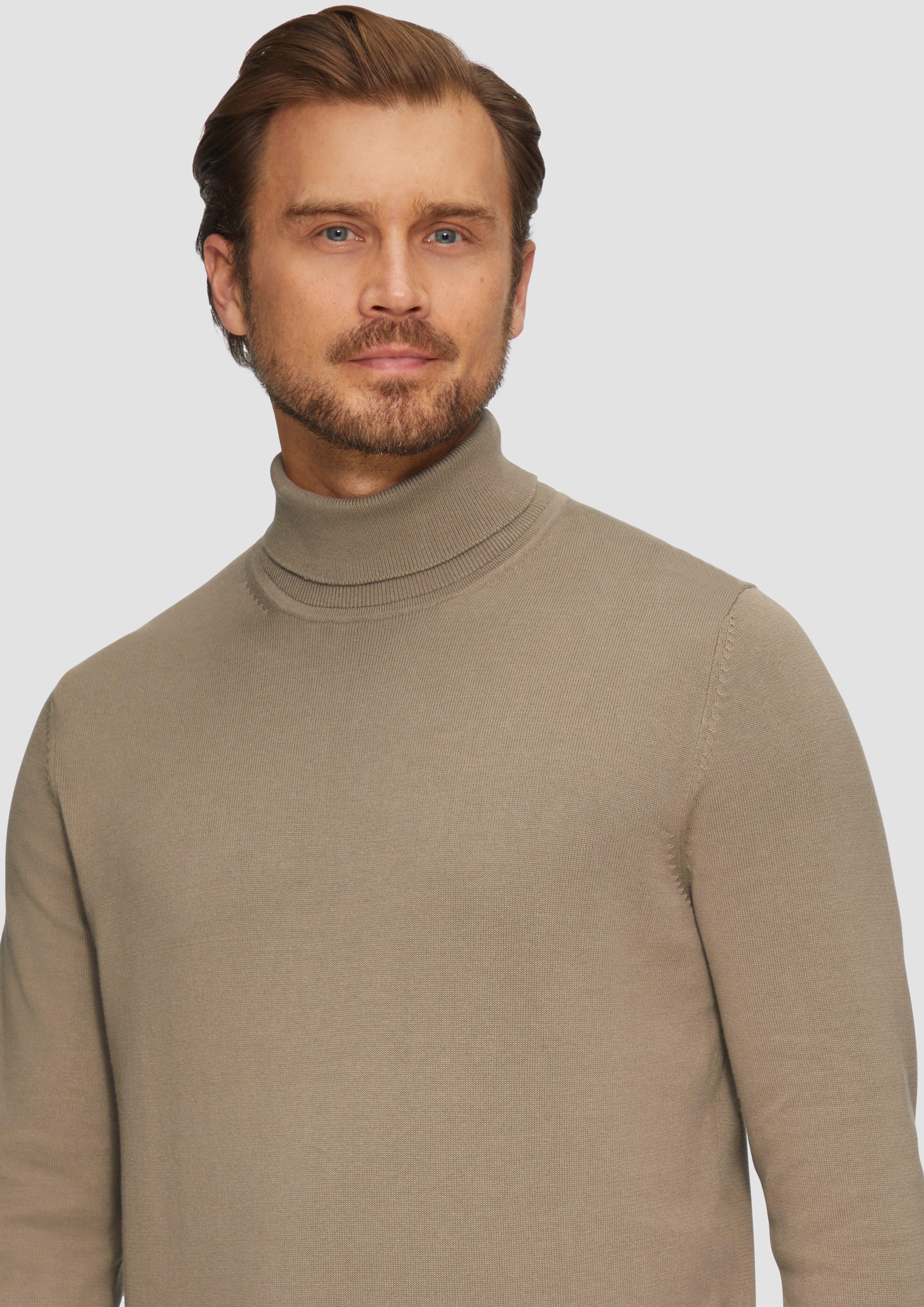 s.Oliver Strickpullover Rollkragenpullover aus Baumwolle Logo günstig online kaufen