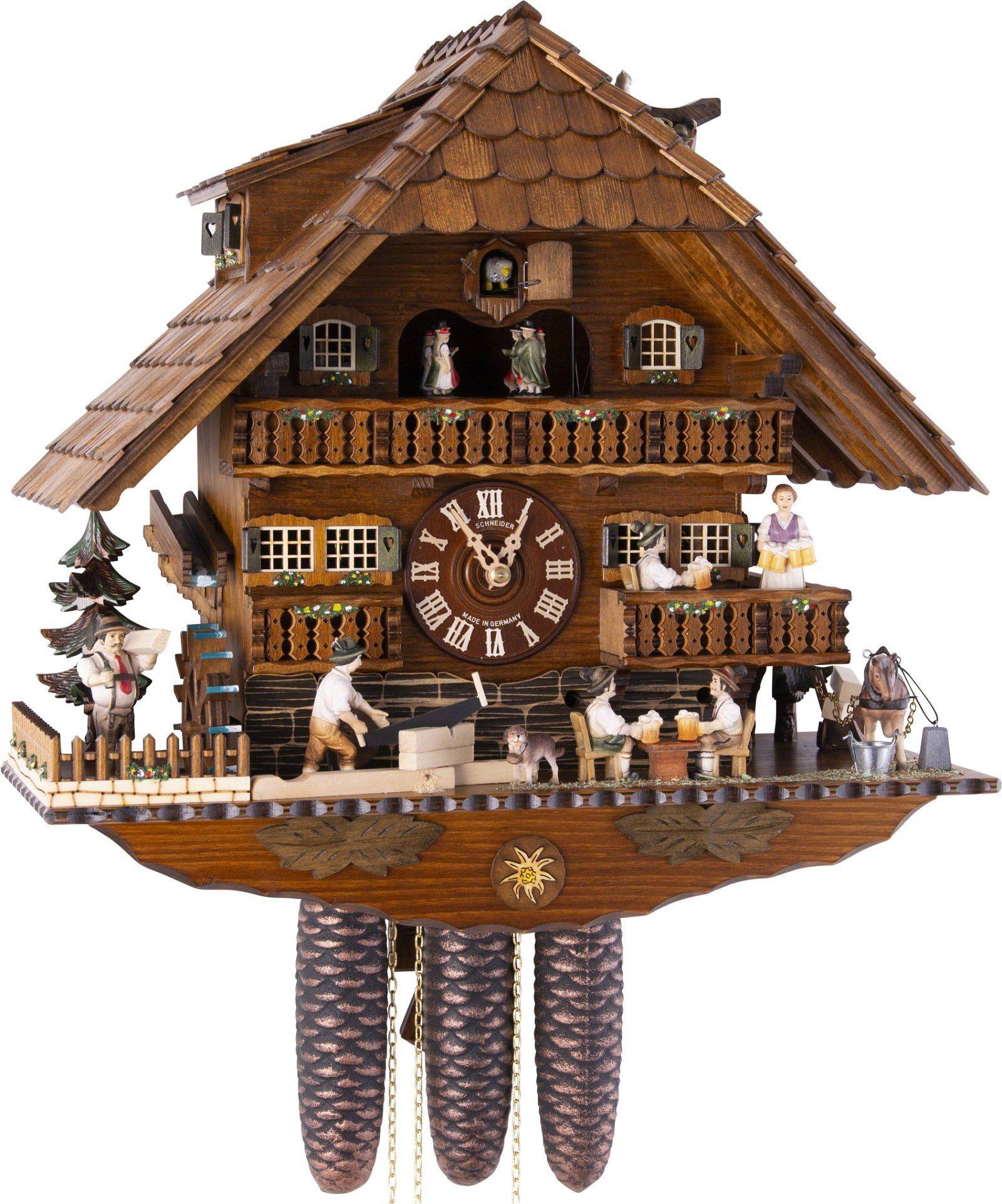 Anton Schneider Wanduhr Kuckucksuhr Chalet-Stil 8-Tage-Uhrwerk 43cm von Anton Schneider