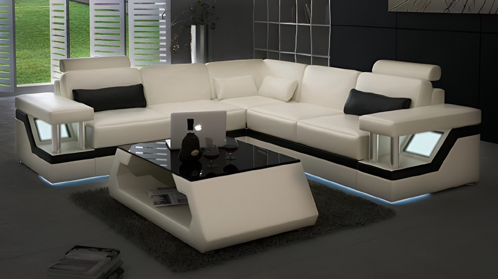 JVmoebel Ecksofa Ledersofa Hamburg II mit USB-Anschlüssen und modernem Design, Made in Europa