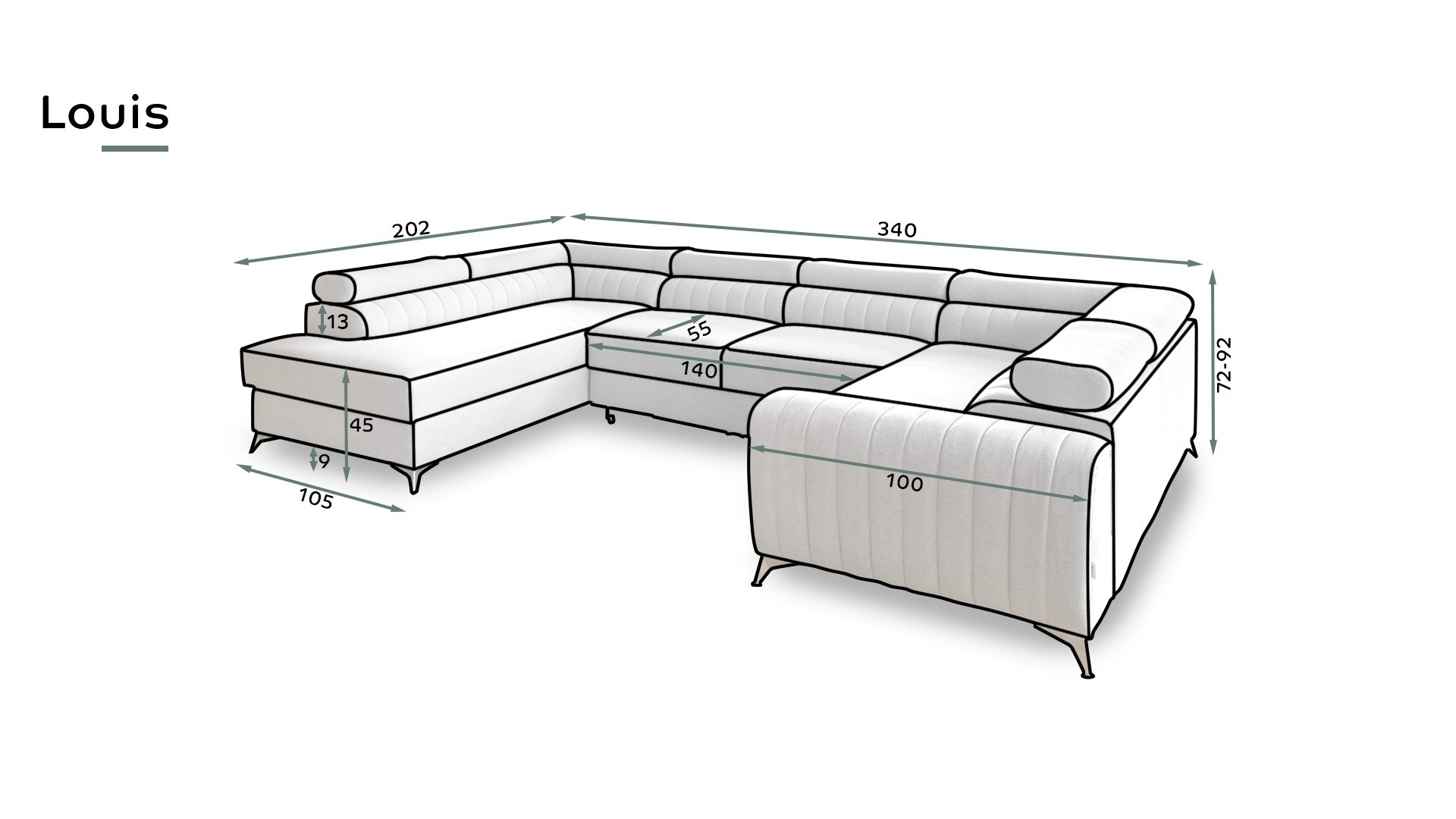 Schlaffunktion Louis yourhouse24 mit 11 Bettkasten Wohnlandschaft und Softis