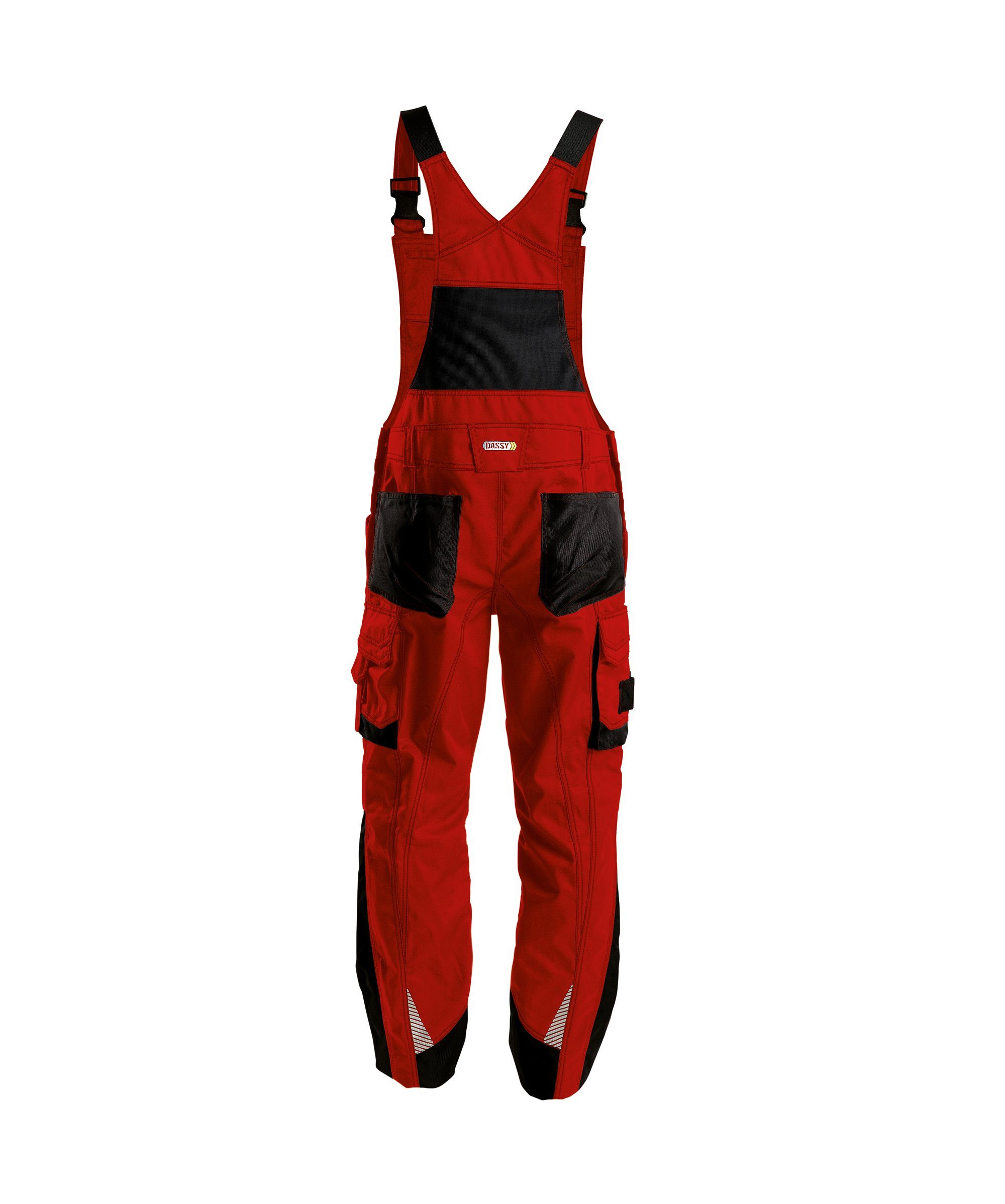 Dassy Arbeitslatzhose (1-tlg) mit Kniepolstertaschen Arbeitslatzhose Voltic rot/schwarz