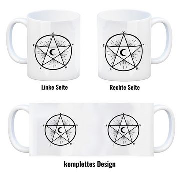 speecheese Tasse Kaffeebecher mit Pentagramm im gruseligen mystischen Design für Hexen