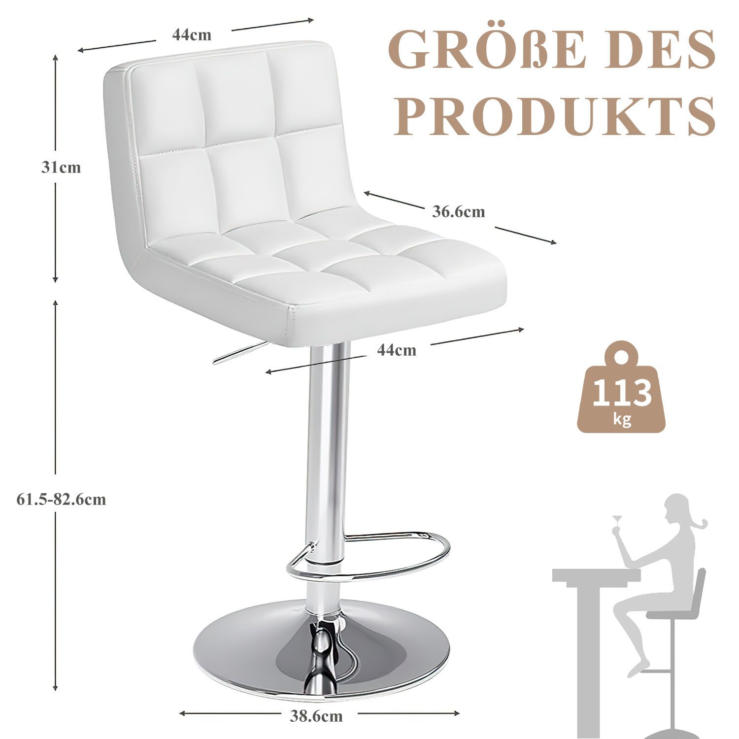 Refined Living Barhocker Höhenverstellbarer Barstühle 2er-Set günstig online kaufen