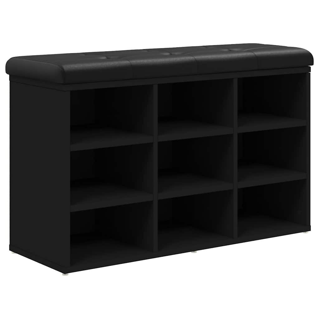 vidaXL Sitzbank Schuhbank Schwarz 82x32x50 cm Holzwerkstoff