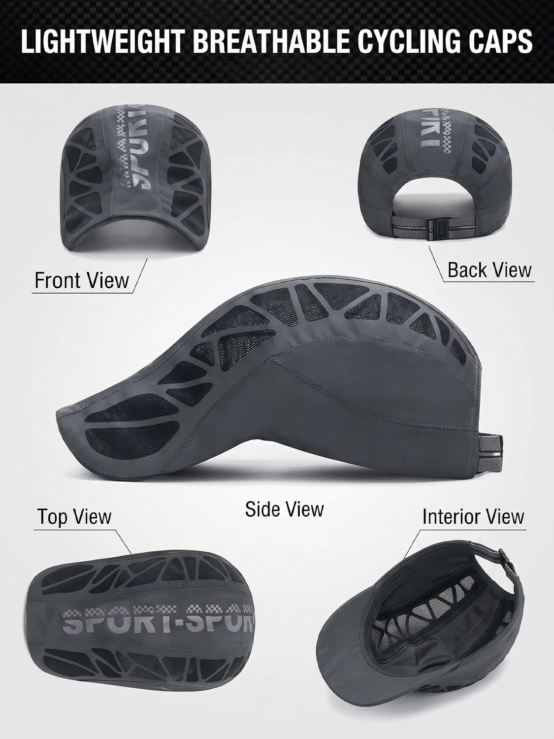 nsihing Baseballhelm Sportkappe Atmungsaktiv, Schnell trocknende Mesh Cap, Verstellbar für Wandern, Angeln, Laufen & Outdoor
