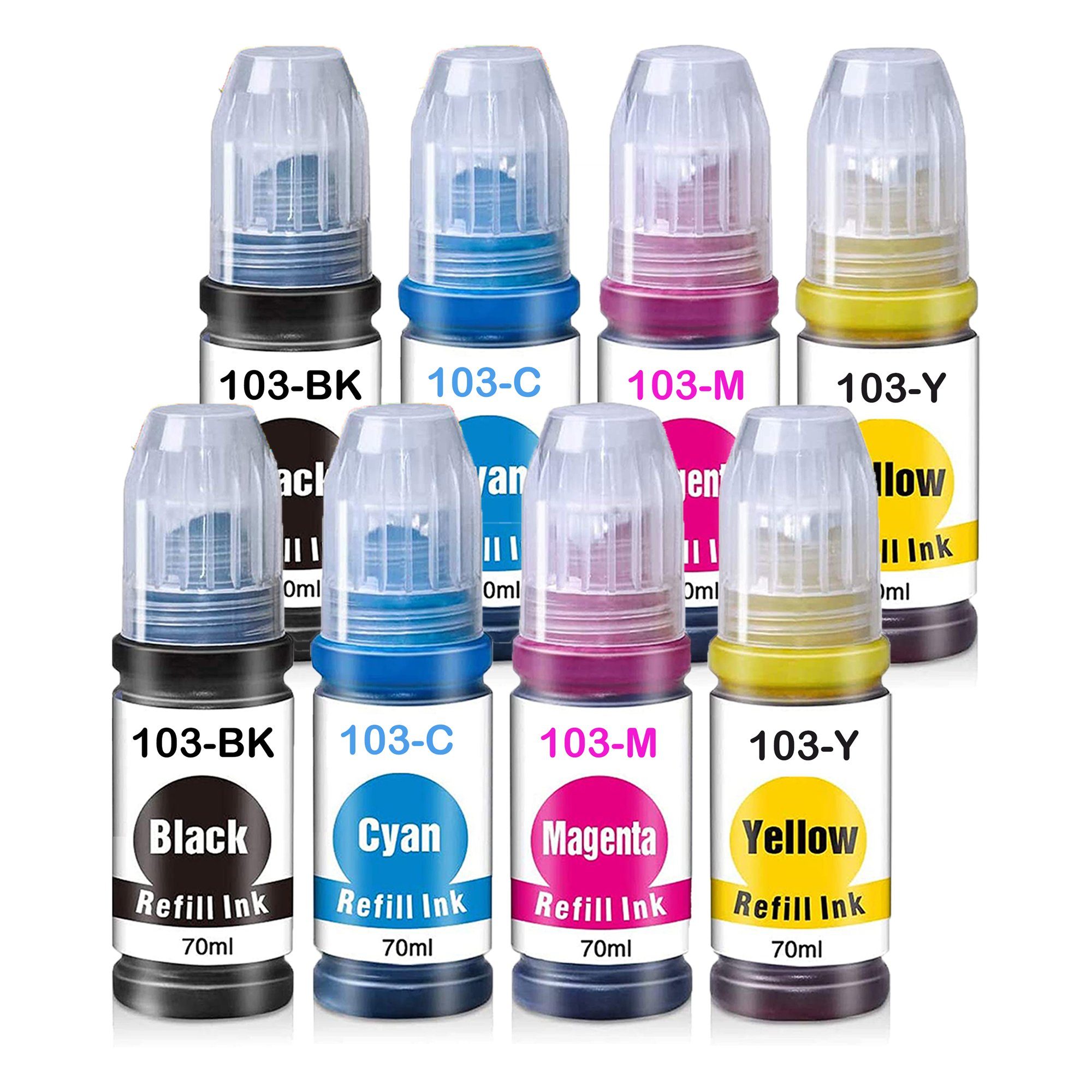 NEXPRO EPSON 103 EcoTank Nachfülltinte, 8er Tintenflasche Tintenpatrone (Packung, Für EPSON 103 L1110 L3100 L3101 L3110 L3111 L3150 L3151 L5190)