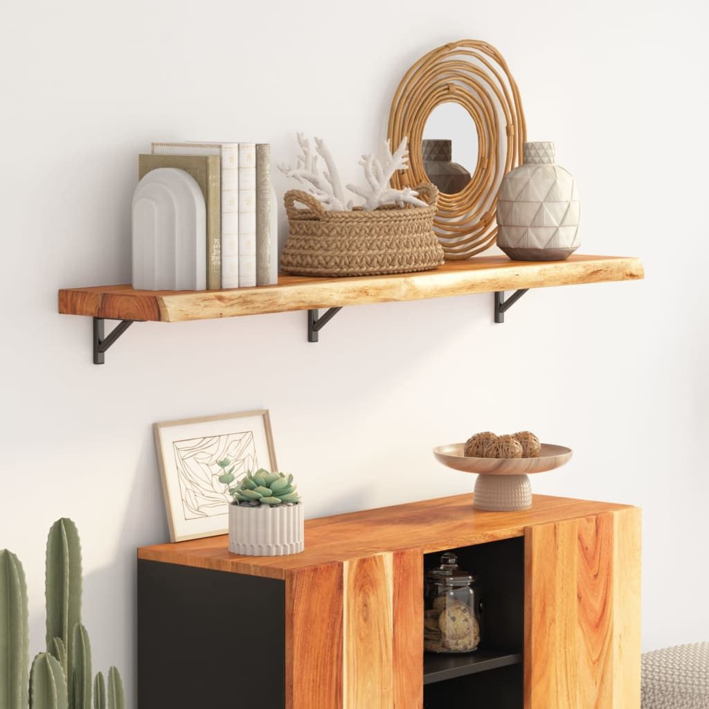 vidaXL Wandregal 110 x 20 x 38 cm Wandregal 110x20x3,8 cm Massivholz Akazie mit Naturka
