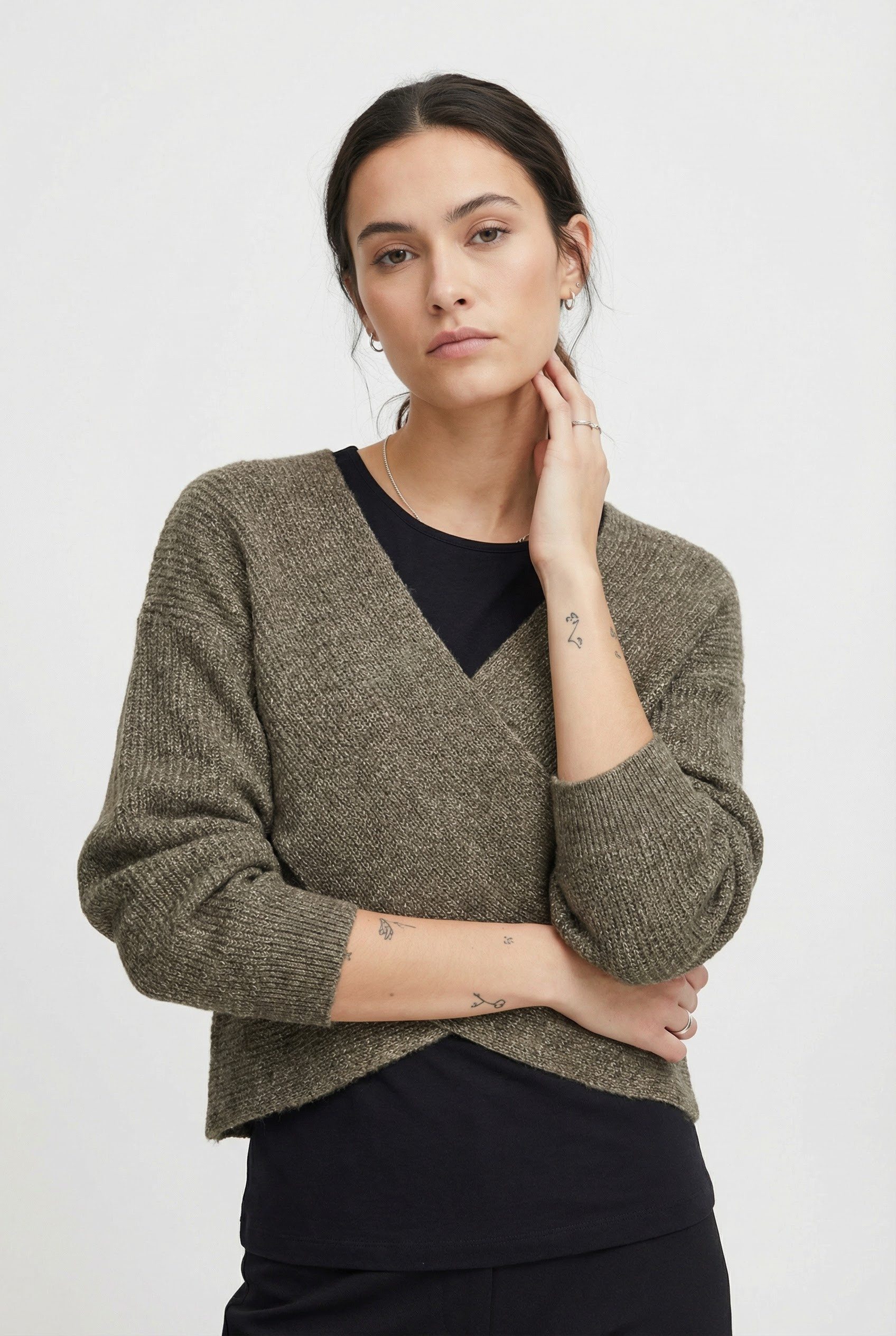 pieces Wickelpullover PCSILLY LS REV WRAP KNIT NOOS BC im Wickeldesign günstig online kaufen