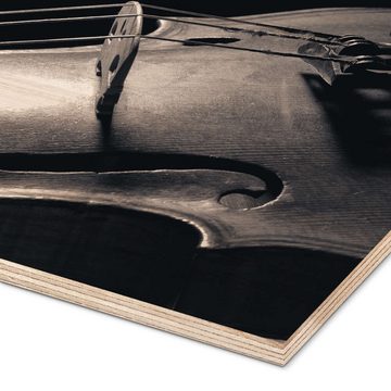 Posterlounge Holzbild Editors Choice, Geige auf schwarzem Hintergrund, Fotografie