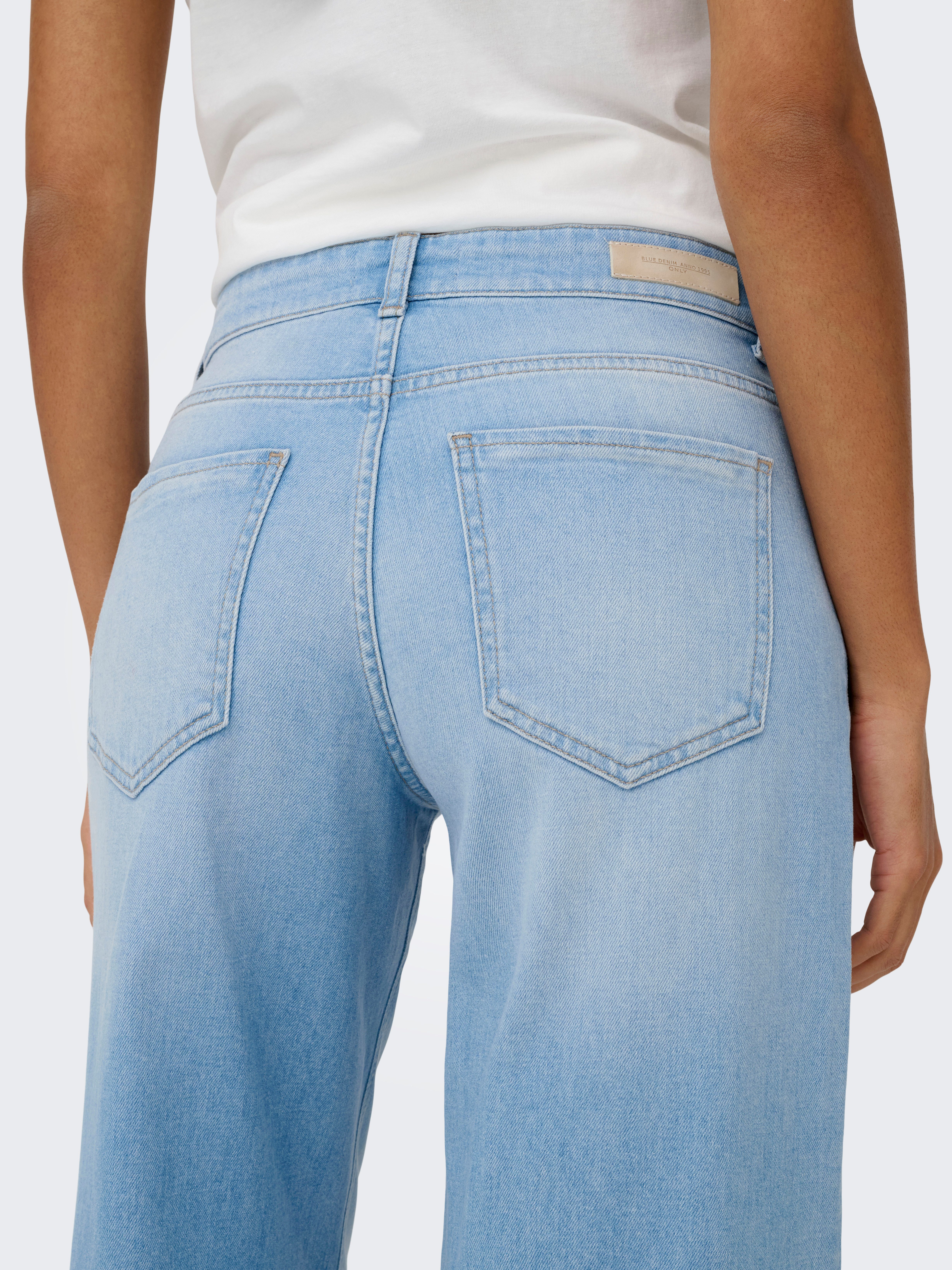 ONLY Weite Jeans ONLCALIFORNIA MW WD FLAR DNM REA004 NOOS normale Leibhöhe, weite Beinform, mit heller Waschung