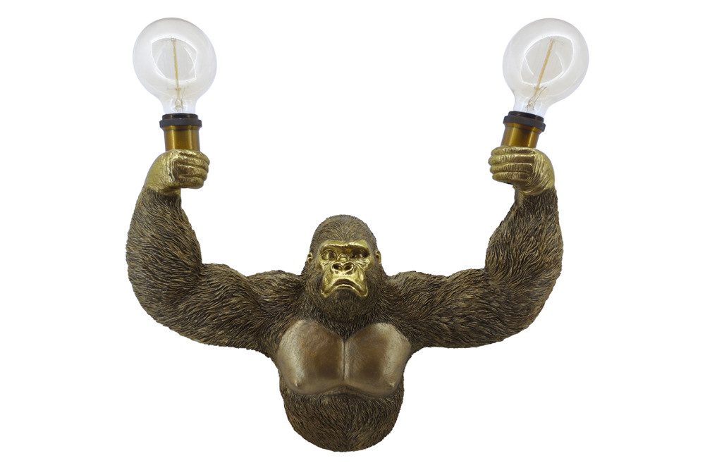 riess-ambiente Wandleuchte KING APE 50cm gold - Affe, Gorilla, Skulptur, handgefertigt, exotisch, Ein-/Ausschalter, ohne Leuchtmittel, Tierisches Dekolicht - ideal für Wohnzimmer, Schlafzimmer oder Flur