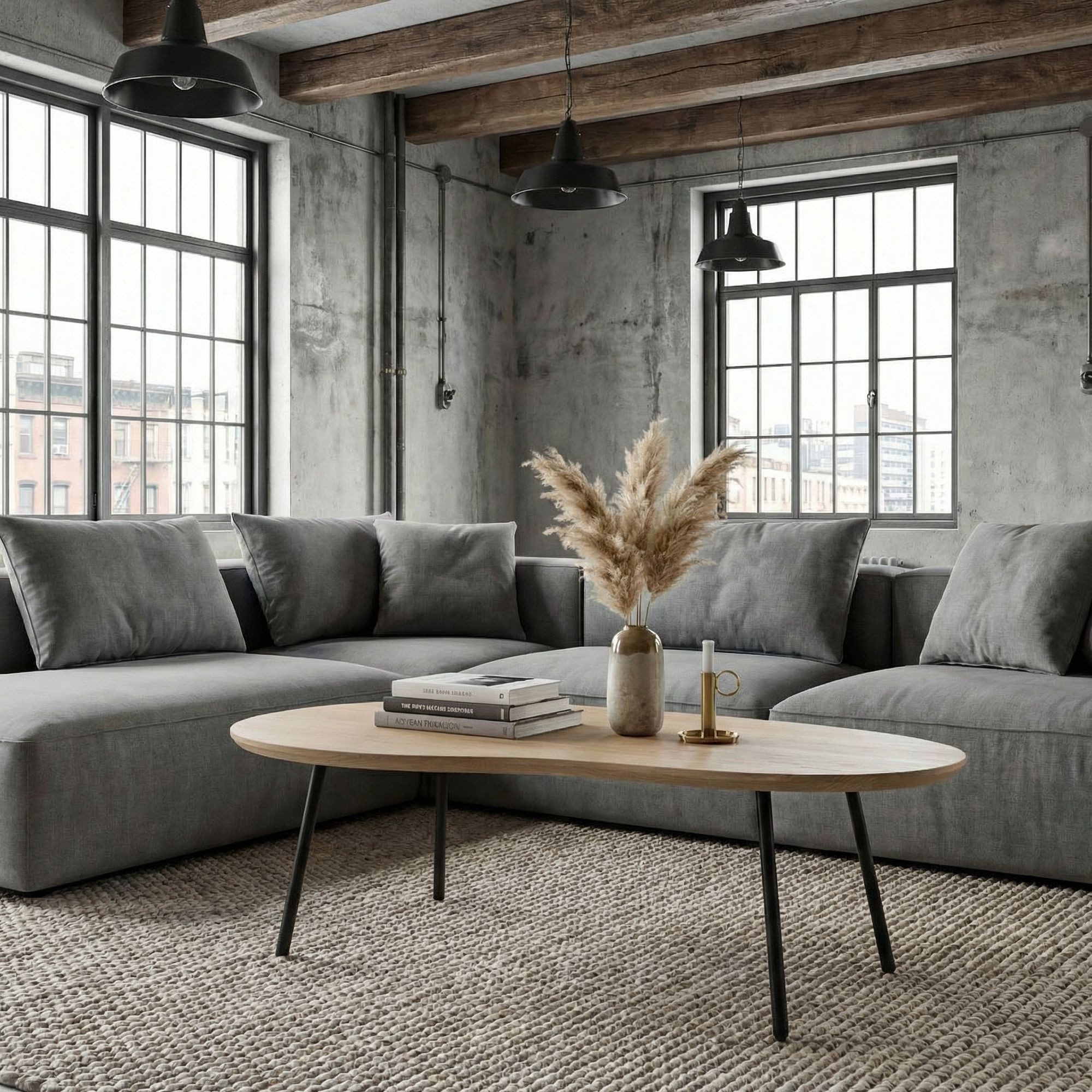 FINEBUY Couchtisch FB115693 Wohnzimmertisch Nierenform 122cm Beistelltisch White Wash (Organische Form für ein harmonisches Wohngefühl), Stilvoller Tisch mit natürlicher Ausstrahlung