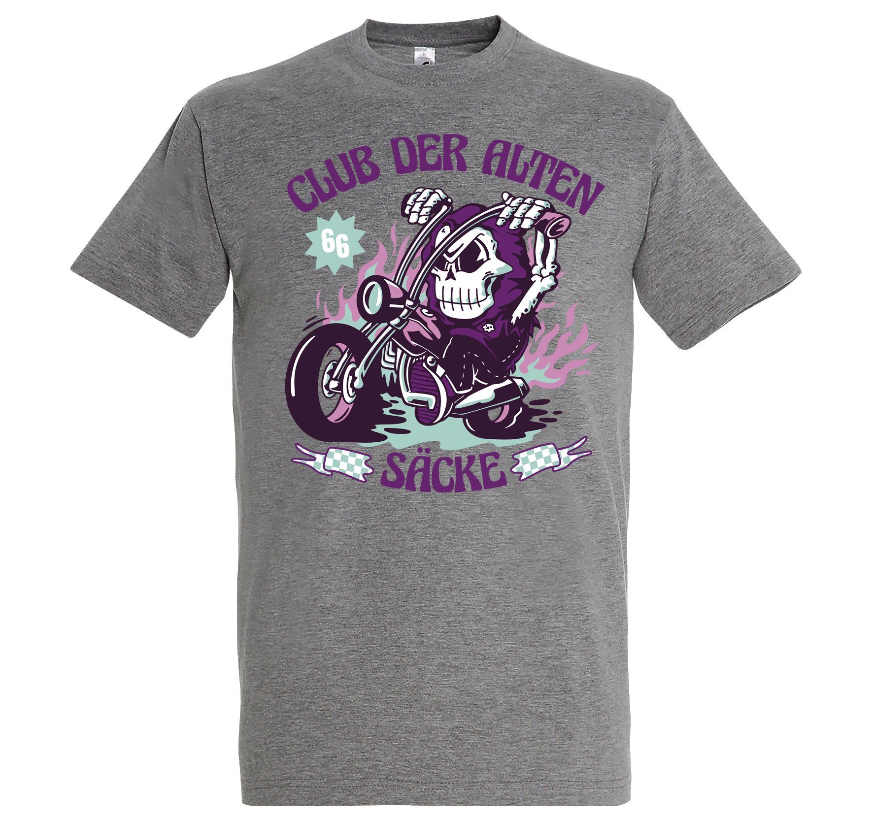 T-Shirt Alten Shirt Herren Der Youth mit Designz lustigem Säcke Grau Club Frontprint Biker