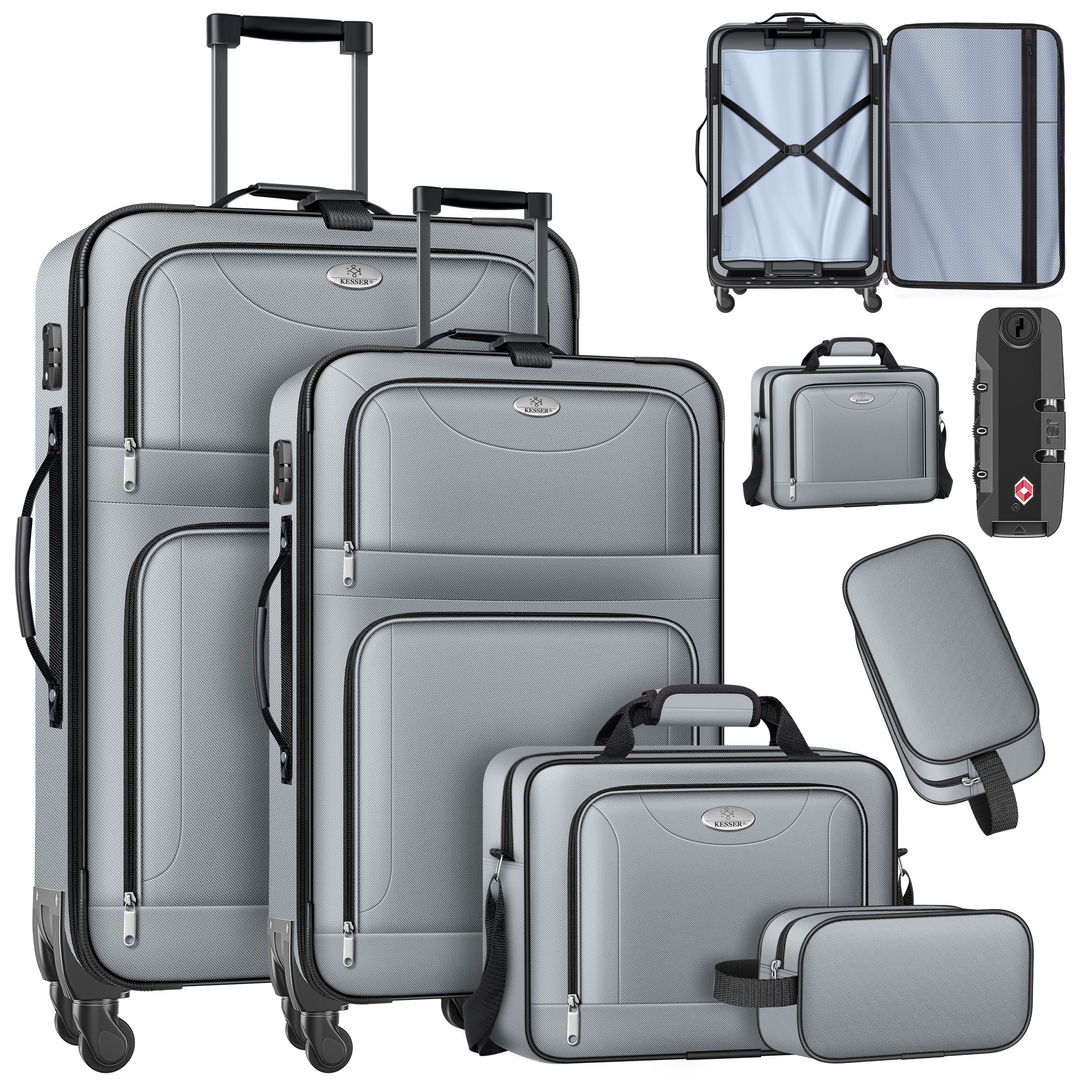 KESSER Kofferset, 4 Rollen, (Kosmetiktasche Handgepäck leichter Koffer & gr günstig online kaufen