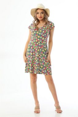 Bongual Sommerkleid Sommerkleid kurze Ärmel mit Vintage Kreise-Muster