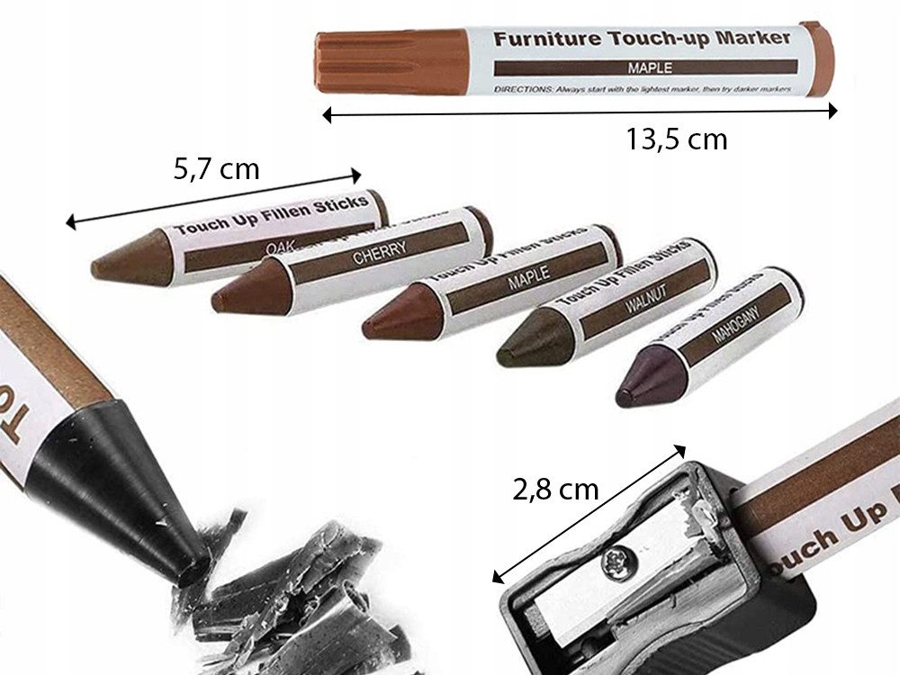 VERK GROUP Marker Möbel Marker Holz Wachsstifte Kratzer Reparaturset 12/16-tlg., (12-tlg), Wachsstifte und Farbmarker, Farben mischbar – Bild 2 von 5