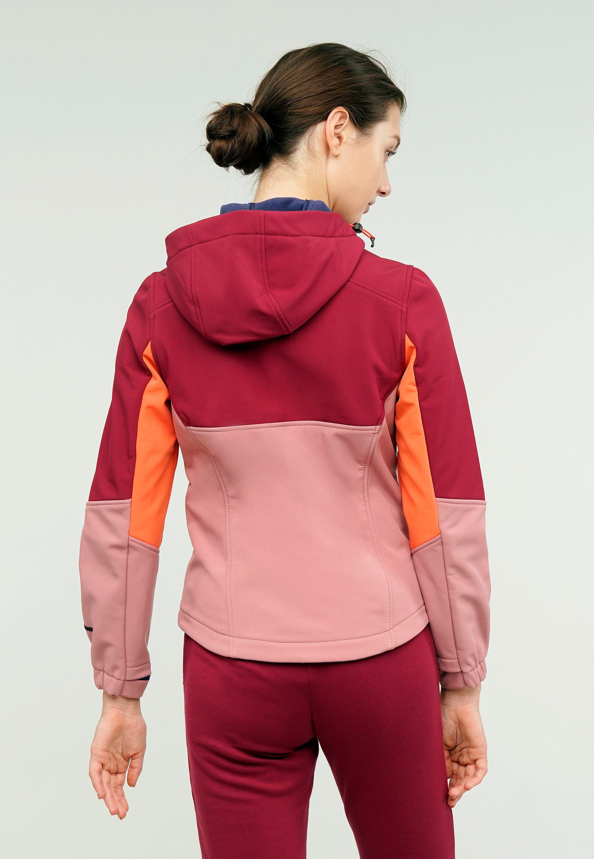 GIORDANO Softshelljacke Funktion mit und rot-rosa windabweisender Teflon G-Motion Silvermark wasser- by