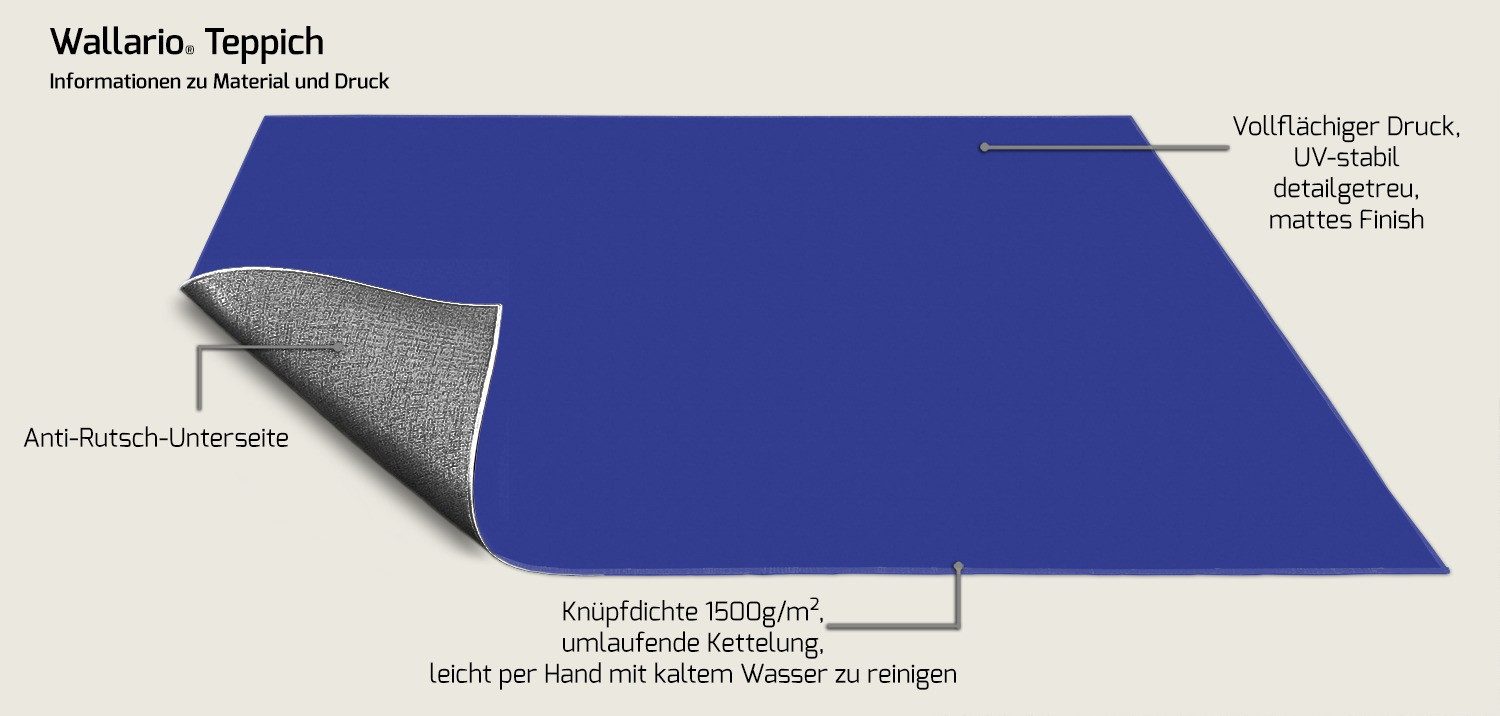 Wallario Teppich Dunkelblau, rechteckig, rutschfest