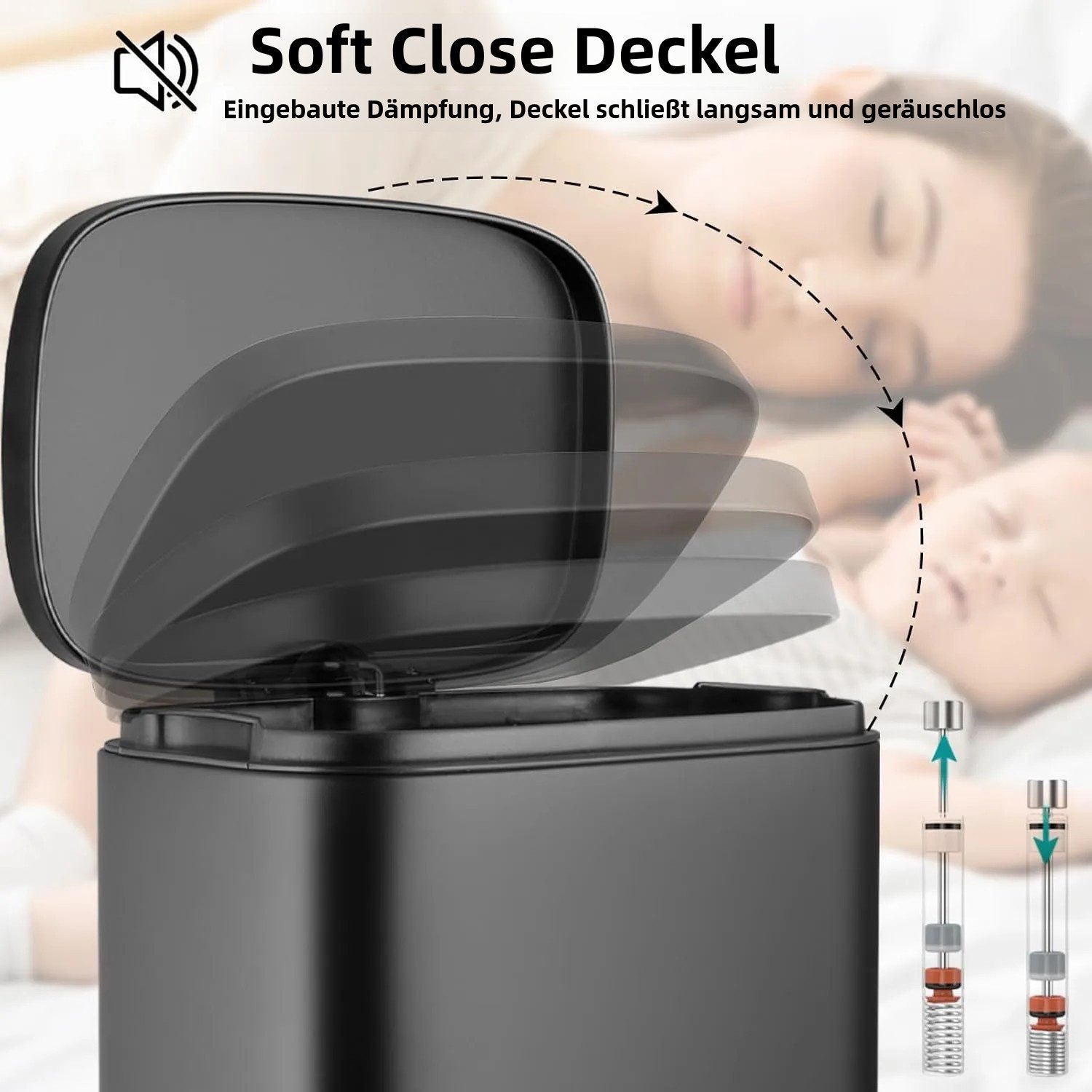 TLGREEN Mülleimer 30 L aus Edelstahl mit 1/2 herausnehmbaren Inneneimern, Abfalleimer mit Soft-Close-Deckel für Küche und kleine Familien