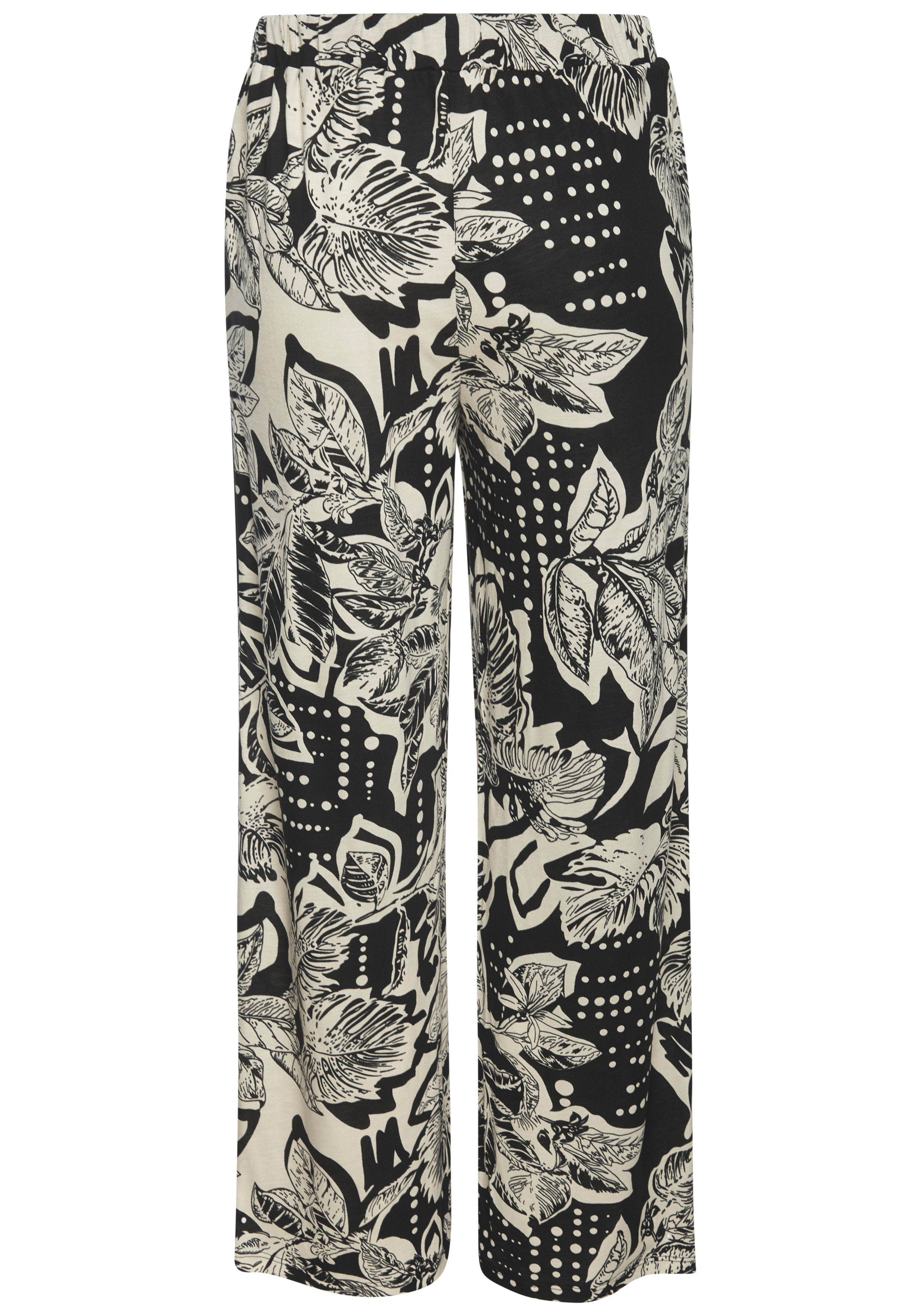 Vivance Palazzohose mit Blätterdruck aus Jersey, lässige Schlupfhose, leichte Sommerhose