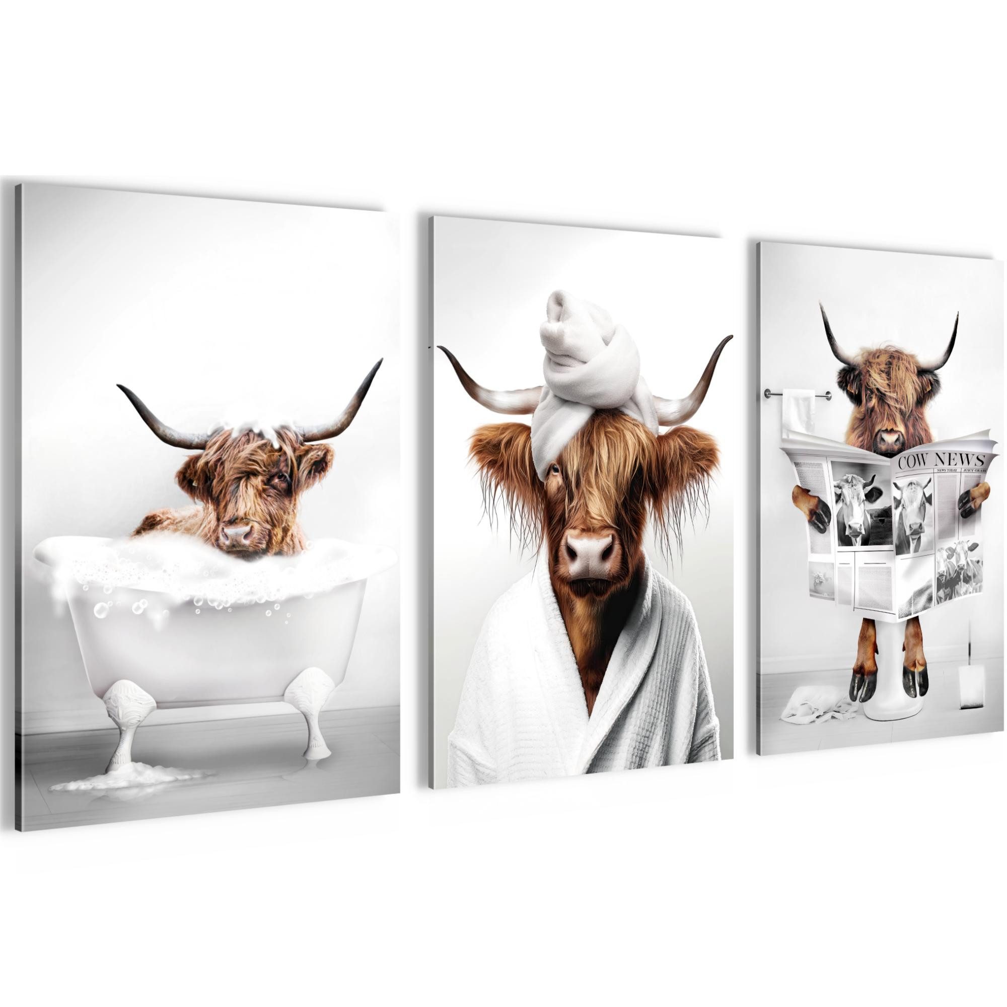 Novart Wandbild Wandbilder Set Frau im Badezimmer Lustige Toiletten Bilder, günstig online kaufen